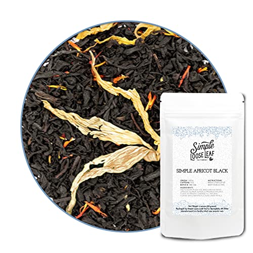 Premium Loose Leaf Black Tea - Simple Apricot Black - High Caffeine, Rich & Sweet Flavor - 1 Ounce (Pack of 1) - Perfect for Morning Boost or Afternoon Relaxation