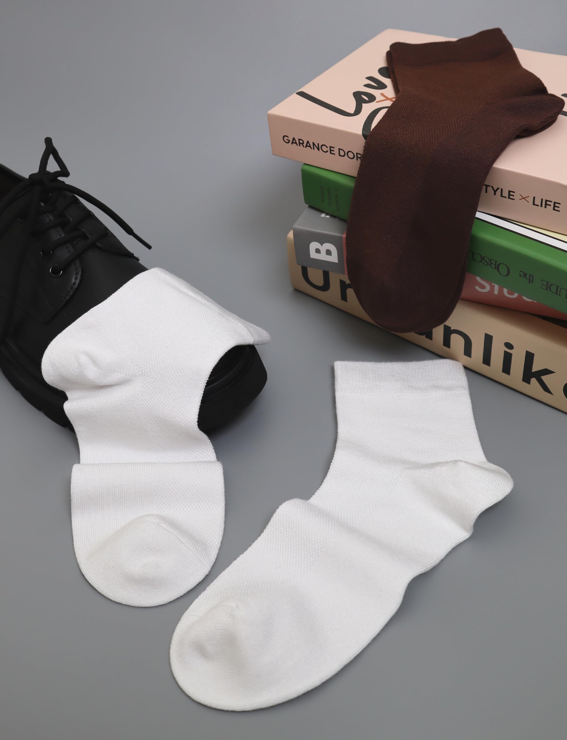 **SERISIMPLE Men's Breathable Rayon Bamboo Ankle Socks - 5 Pairs Pack, Thin Quarter Athletic & Casual Mesh Socks for Running, Gym, Work, and Everyday Comfort**
