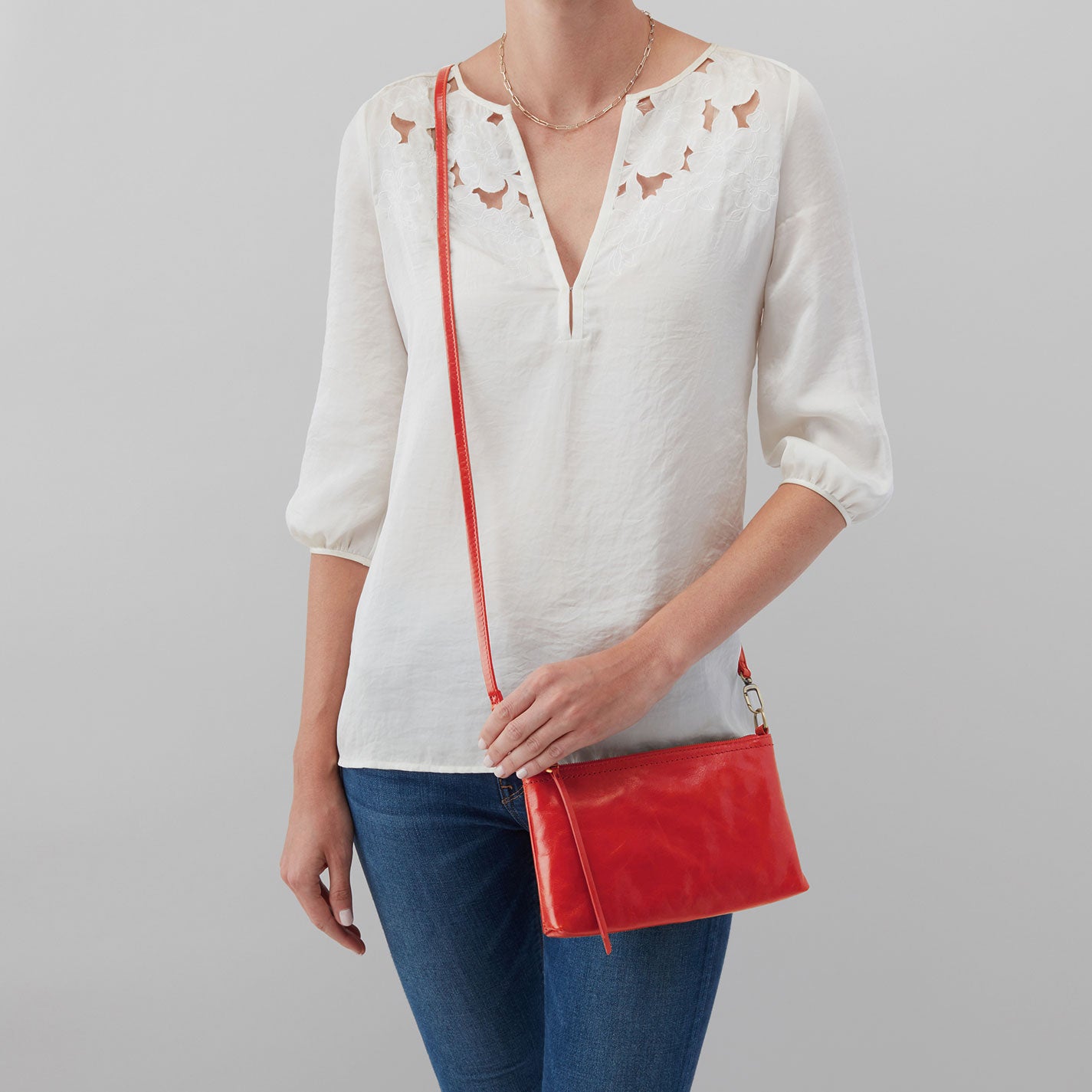 Darcy Crossbody Bag in Polished Leather - Grenadine Red Women's Shoulder Purse for Work, Travel & Everyday Use