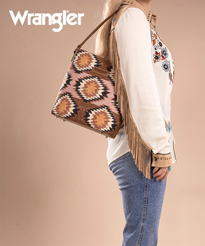 Wrangler Dual-Sided Print Canvas Shoulder Bag for Men & Women - Stylish Crossbody Purse for Travel, Work, and Everyday Use