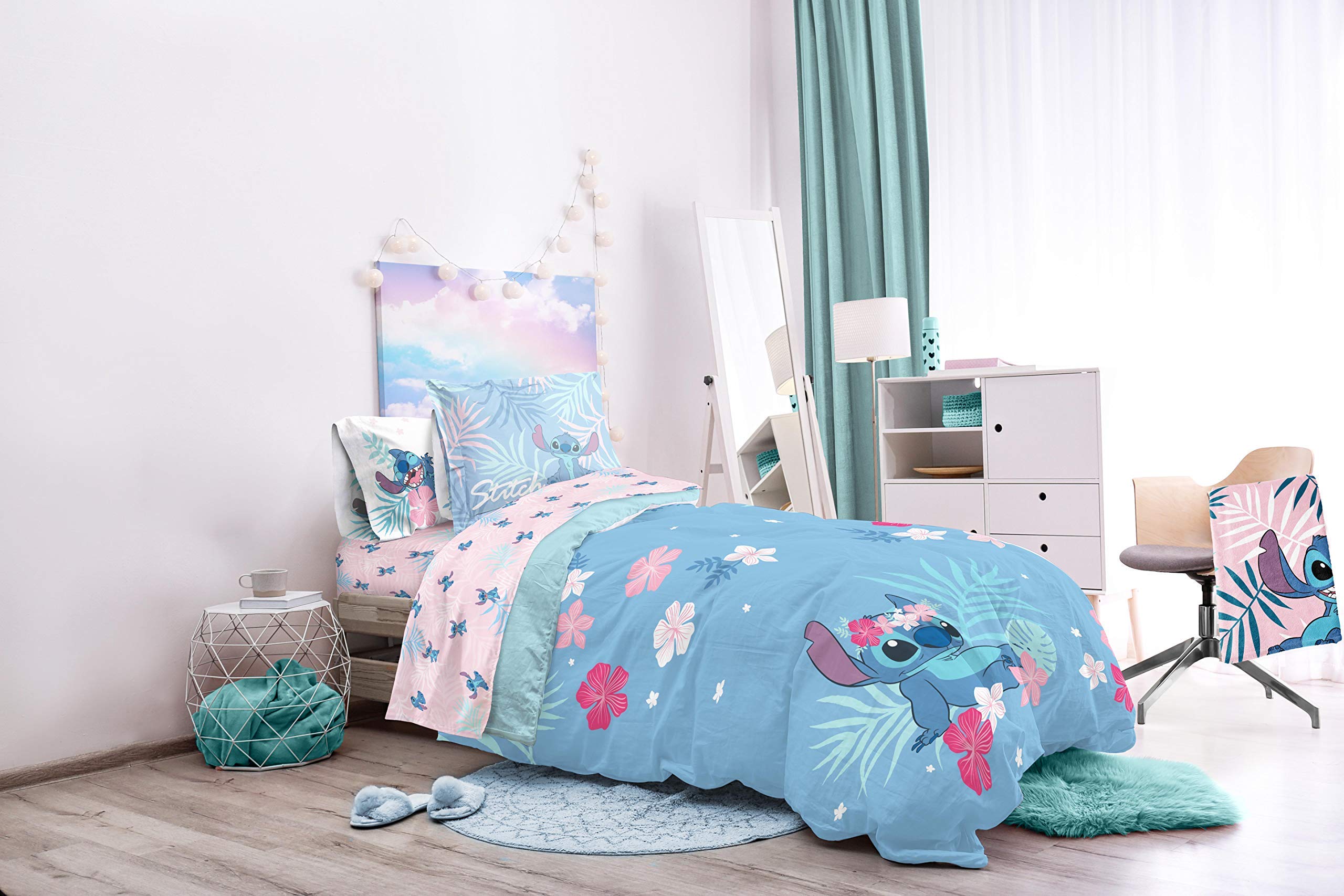 Disney Lilo & Stitch Paradise Dream 11-Piece Full Bedding Set - Includes Comforter, Fitted Sheet, Pillowcases - Perfect for Kids' Bedrooms, Themed Rooms & Disney Fans
