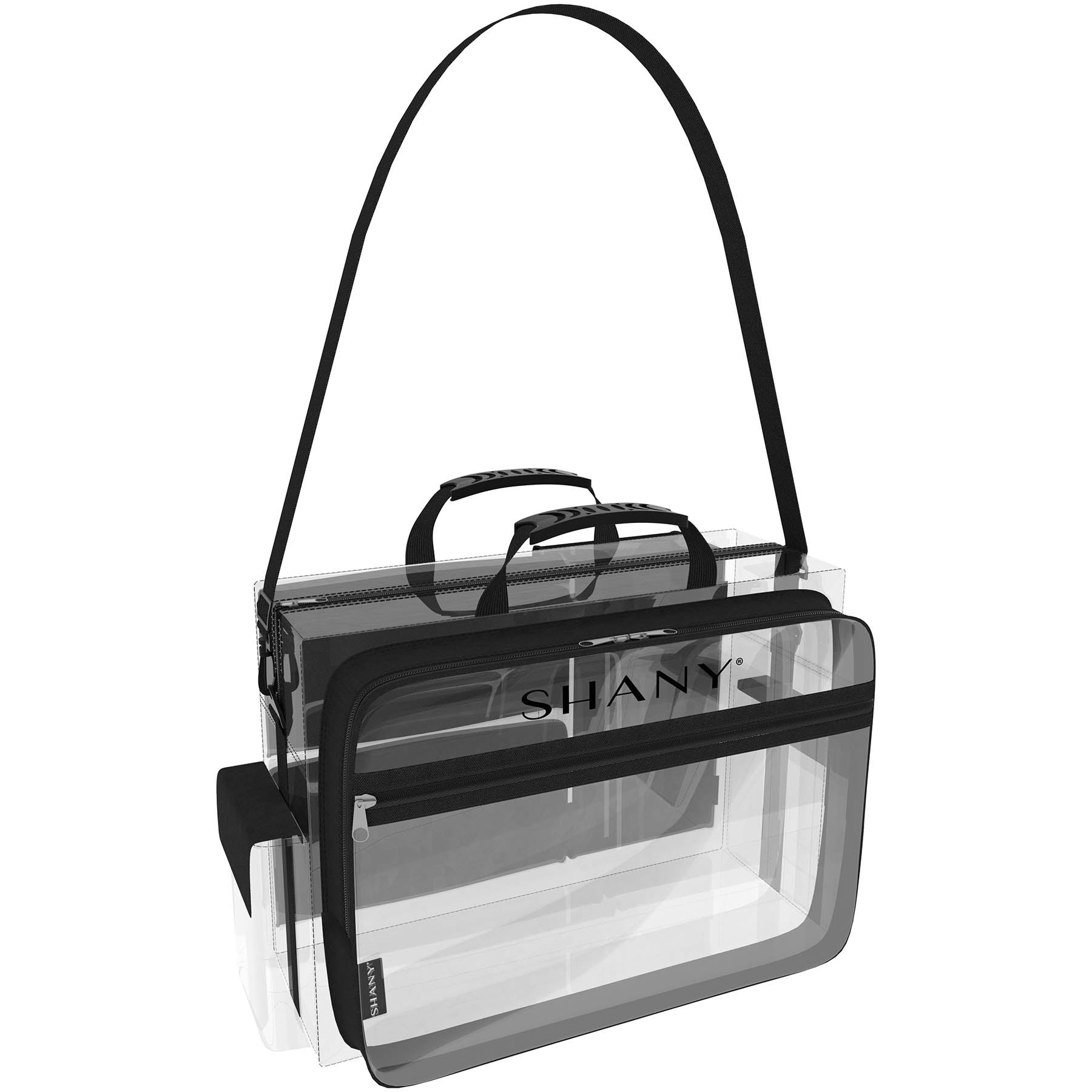 Professional Travel Makeup Artist Bag with Removable Compartments - Clear & Black Waterproof Cosmetic Organizer for On-the-Go Beauty Professionals | Perfect for Salon, Bridal, and Air Travel