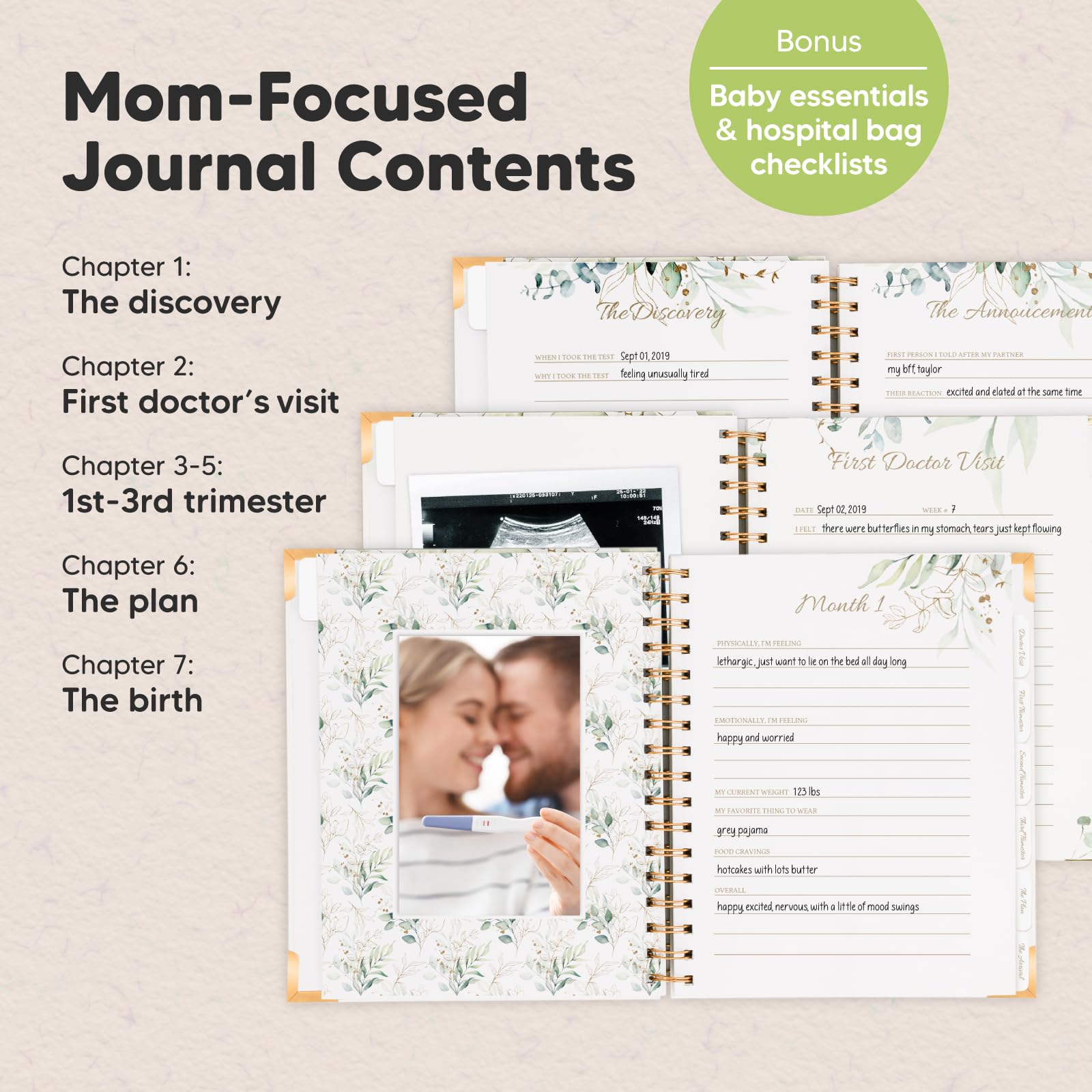 90-Page Hardcover Pregnancy Journal & Memory Book for First-Time Moms - Pregnancy Planner, Baby Memory Book with Ultrasound Pages, Mom Diary Keepsake (Alpine) - Perfect for Recording Pregnancy Milestones, Baby Growth & Creating Lasting Memories