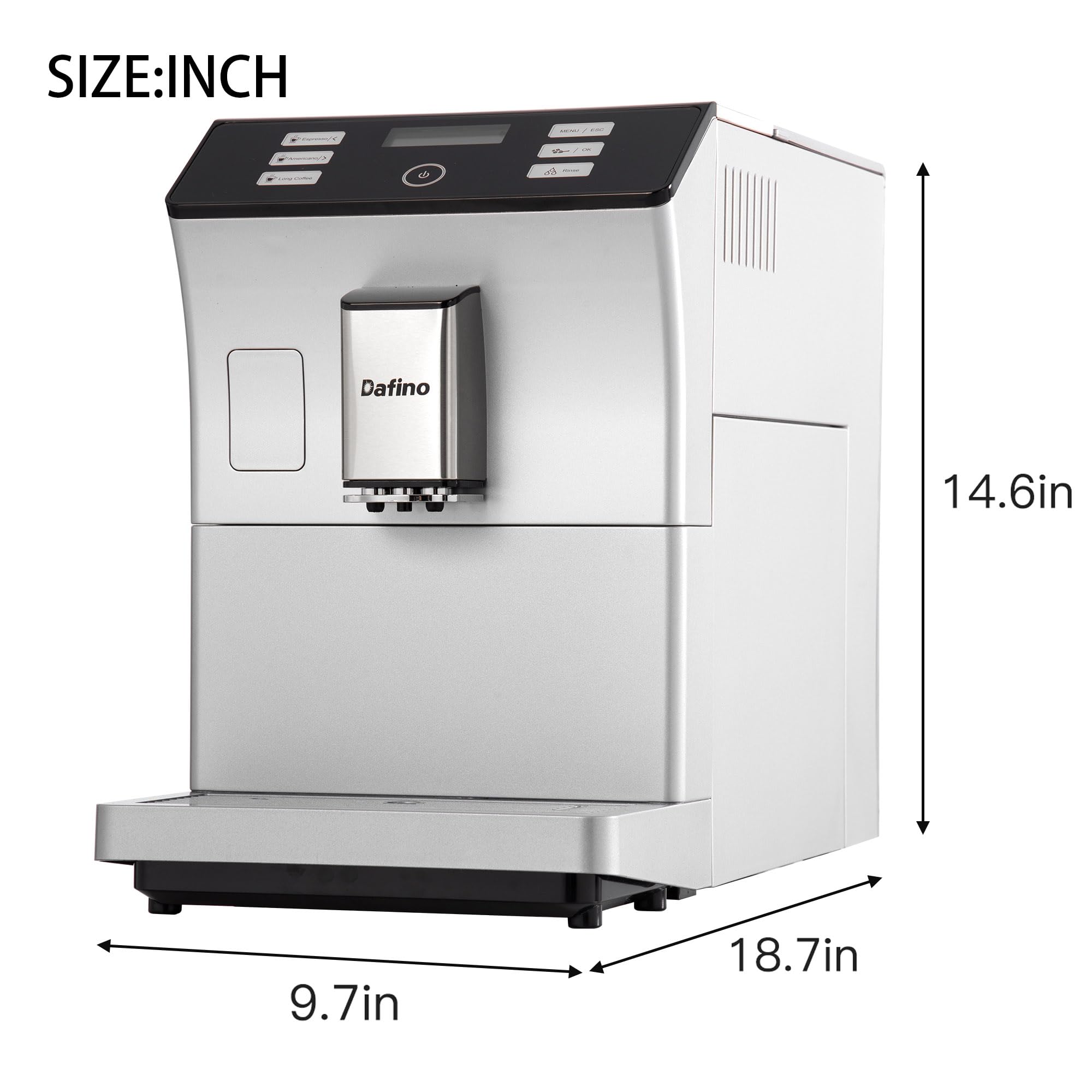 Fully Automatic Espresso Machine with Built-in Grinder - 19 Bar Pressure, Smart Touch Screen, 20 Cup Capacity - Perfect for Espresso, Americano & Long Coffee - Stainless Steel Silver Finish - Ideal for Home, Office & Coffee Shop Use