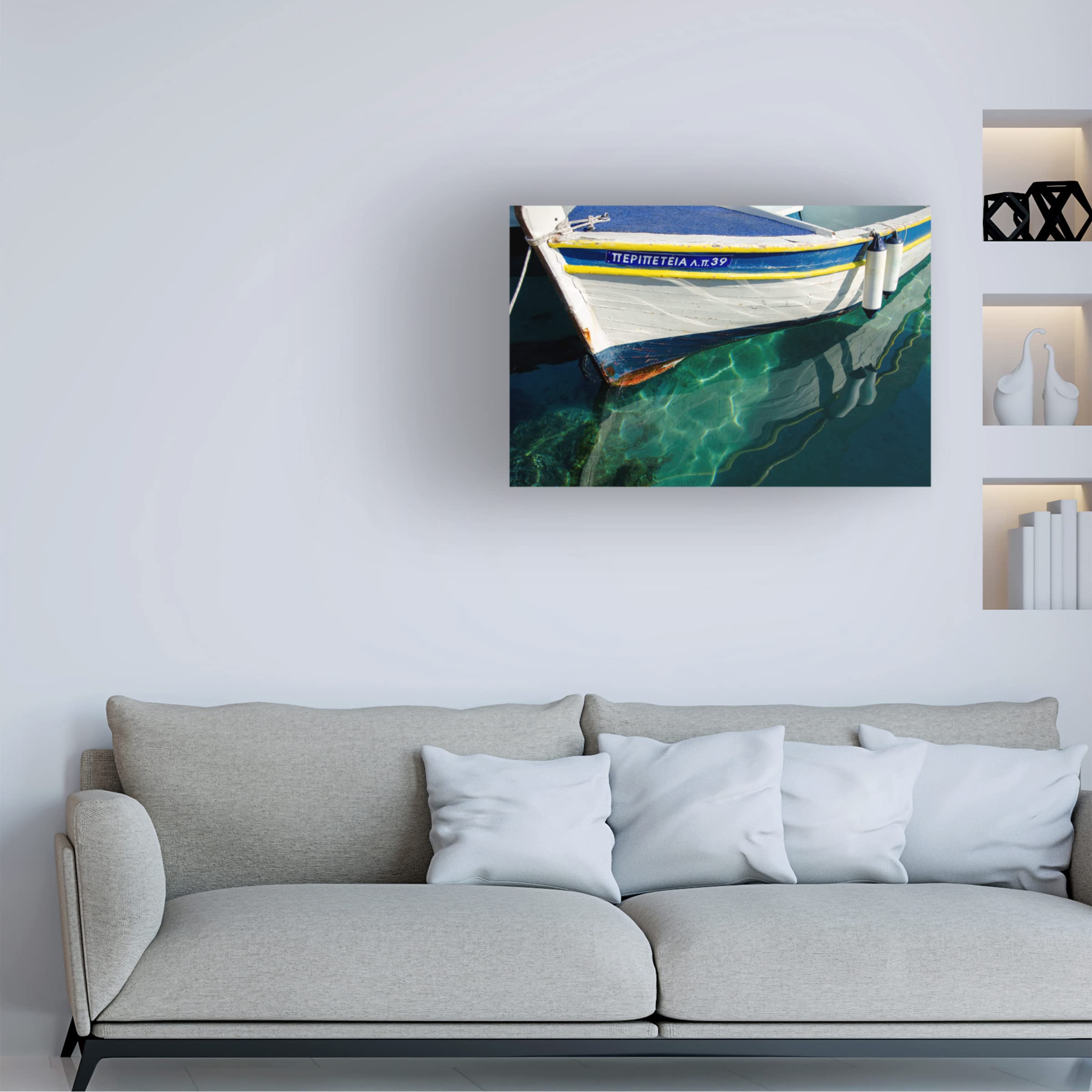 Laura DeNardo 'Workboats of Corfu Greece IV' Canvas Art Print - Coastal Wall Decor for Living Room, Bedroom & Office - Trademark Fine Art Collection