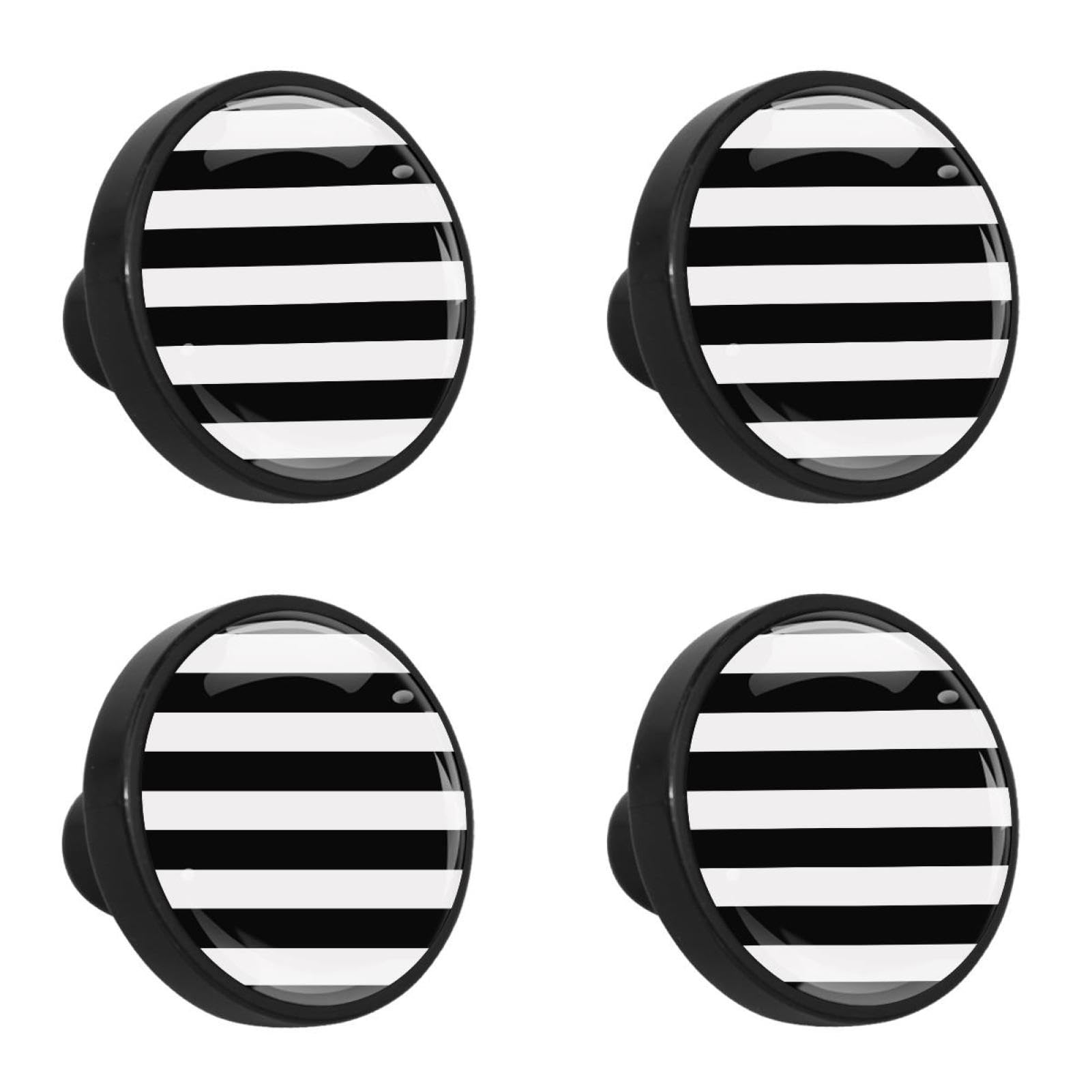 4 Pack Black and White Geometric Stripe Cabinet Handles - Modern Drawer Pulls for Wardrobe, Cupboard, Dresser, Doors & Closet - Durable Hardware Knobs for Kids Room & Home Decor (Perfect for Nursery, Bedroom & Kitchen Organization)