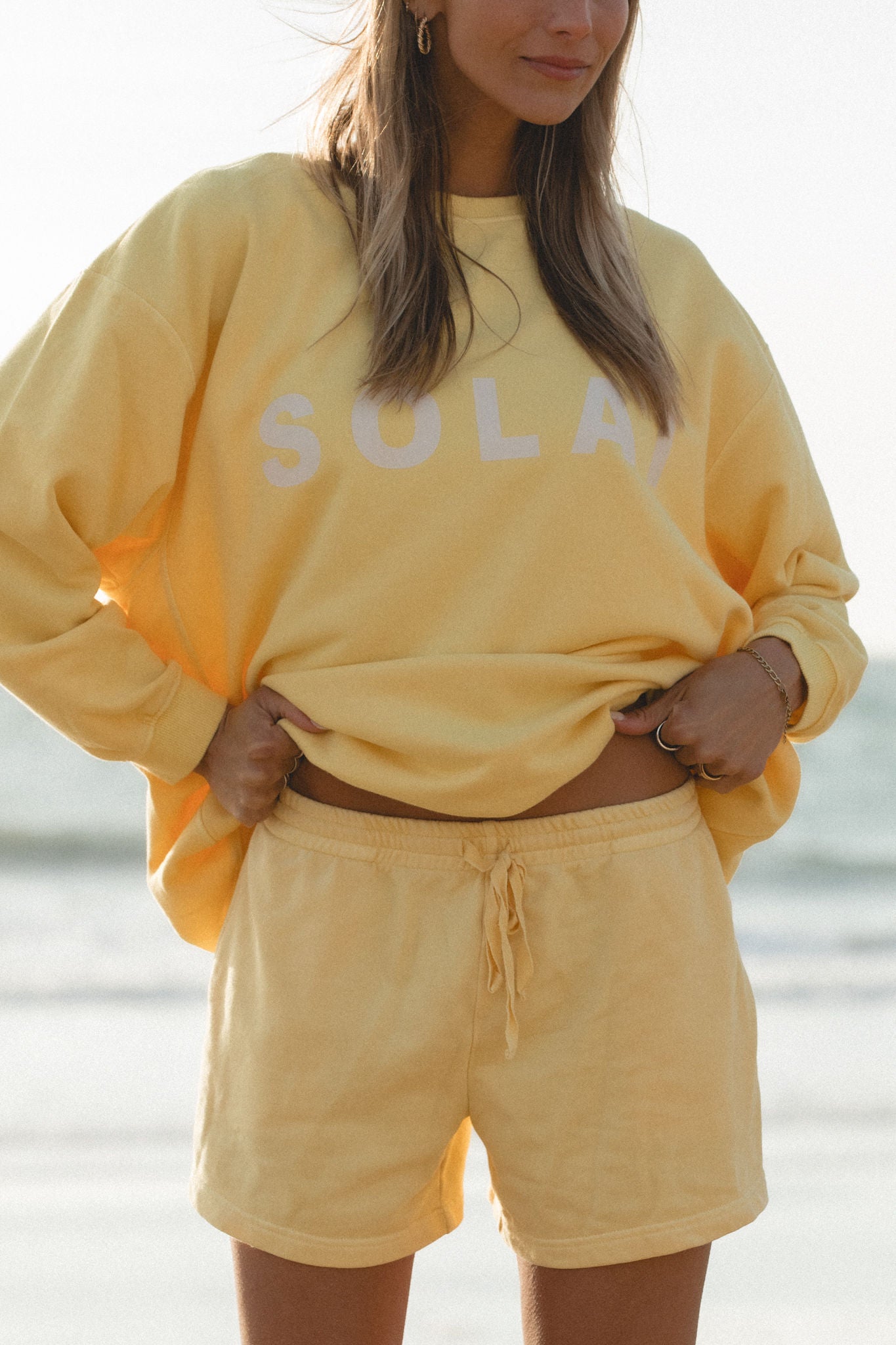 SOLAÍ Women's Casual Drawstring Shorts - Comfortable High Waisted Summer Shorts for Running, Yoga, and Beach Wear