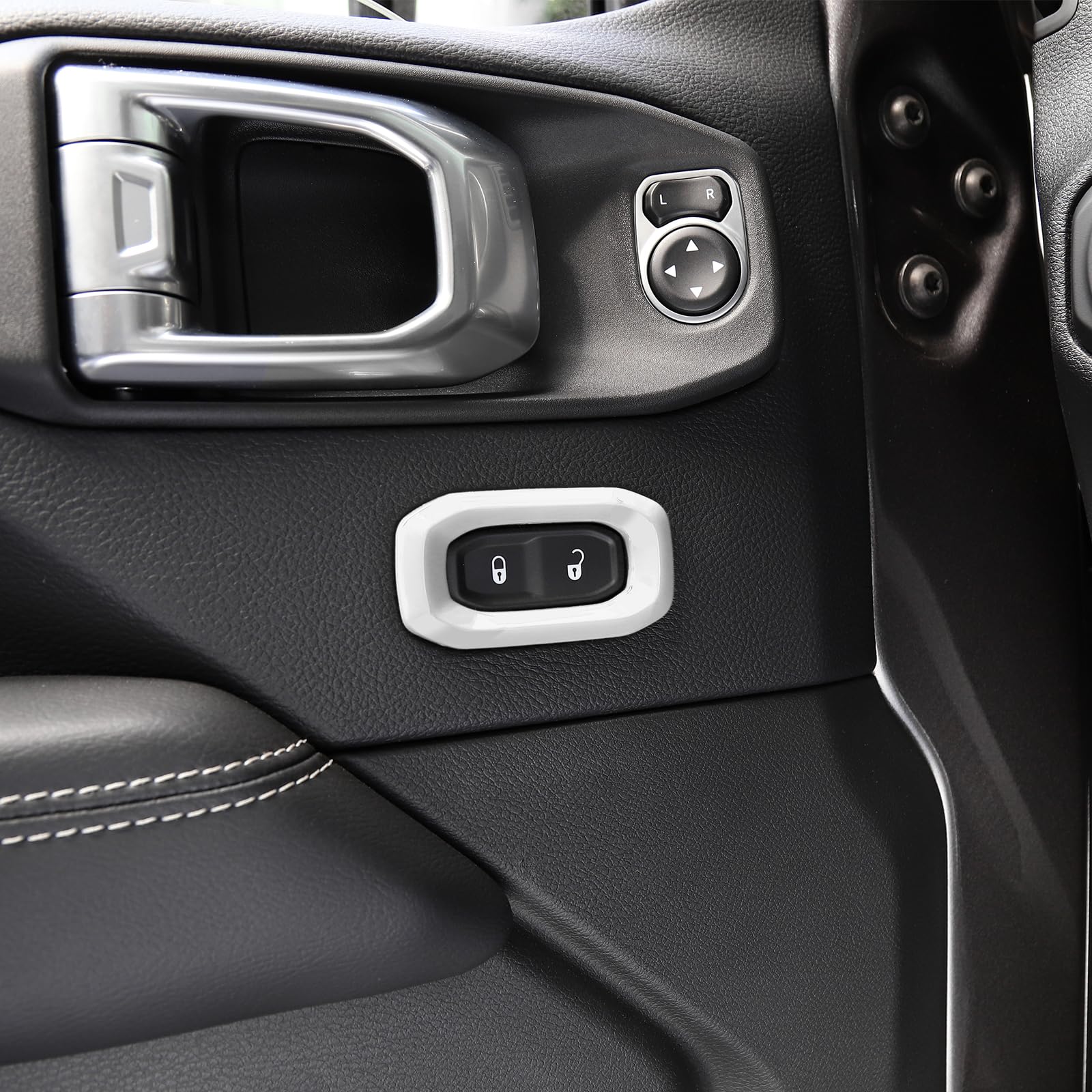 Jeep Wrangler JL JLU & Gladiator JT Door Lock Switch Button Trim Cover (2018-2024) - White Interior Accessories (2-Pack) | Easy Installation & Custom Upgrade for Enhanced Cabin Style