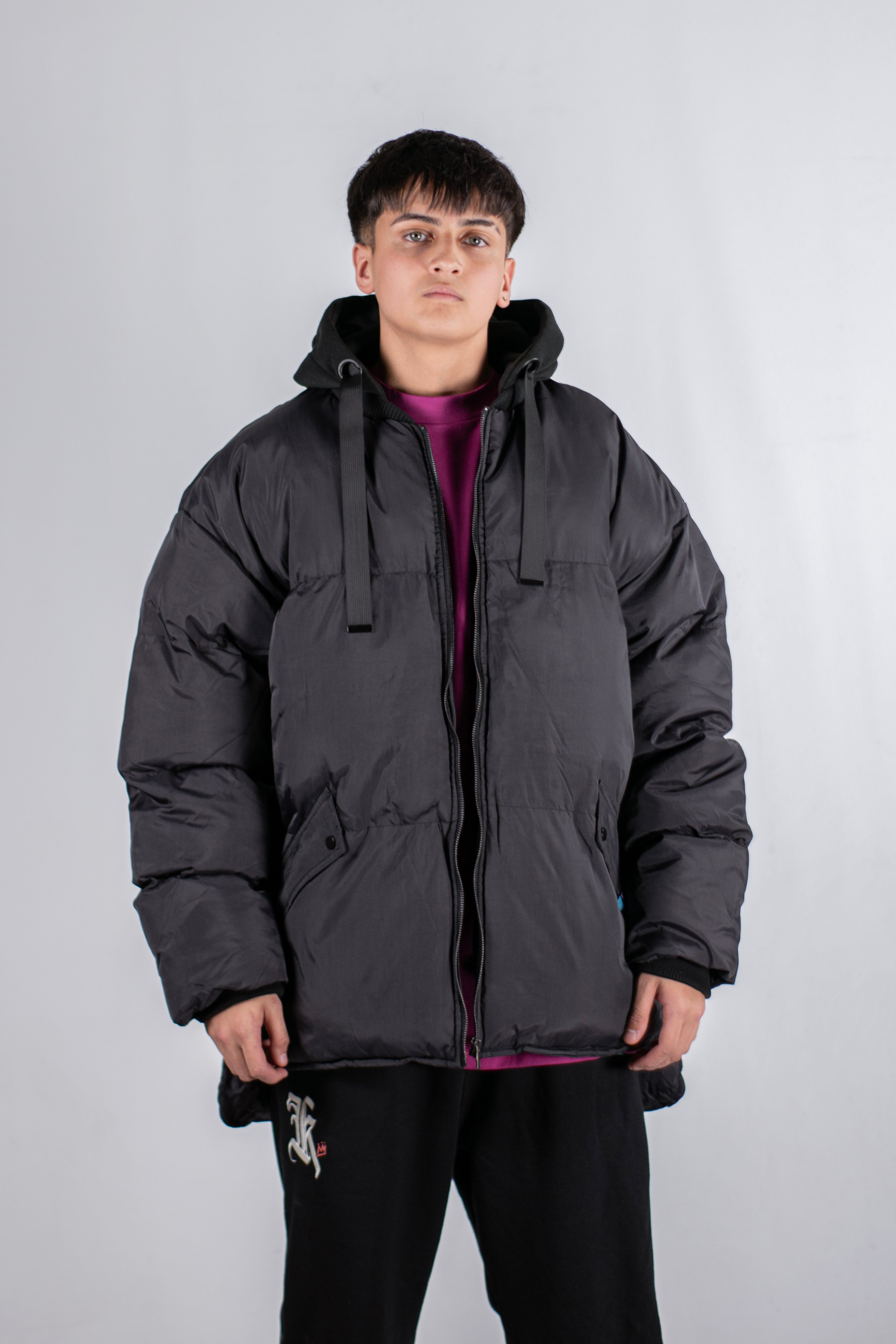 King Of Art H Unisex Black Puffer Jacket – Warm Winter Coat for Men & Women, Outdoor Activities & Casual Wear
