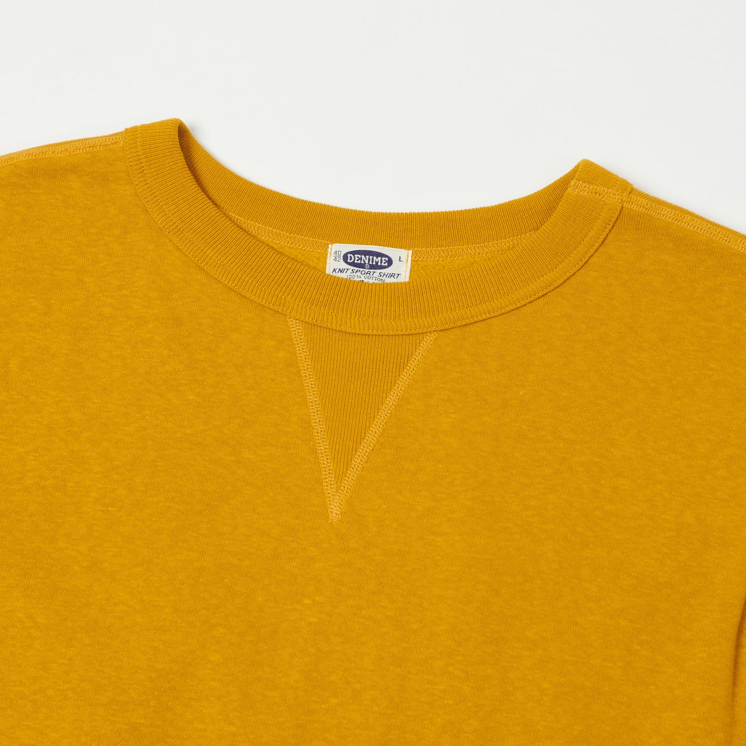 Denime Lot. 260 4 Needle Sweatshirt - Premium Yellow Cotton Crewneck Pullover for Men | Casual Wear, Street Style & Layering Outfits