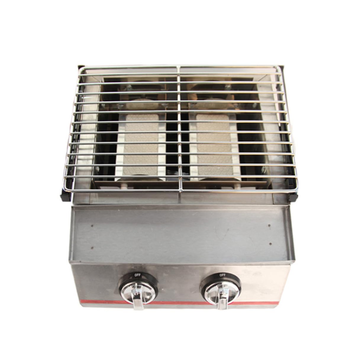 2 Burner Commercial Gas Grill - Smokeless Indoor & Outdoor BBQ Grill with Adjustable Height, LPG Propane Griddle & Removable Grill Net - Perfect for Camping, Picnics, Parties, Backyard Cookouts and Tailgating