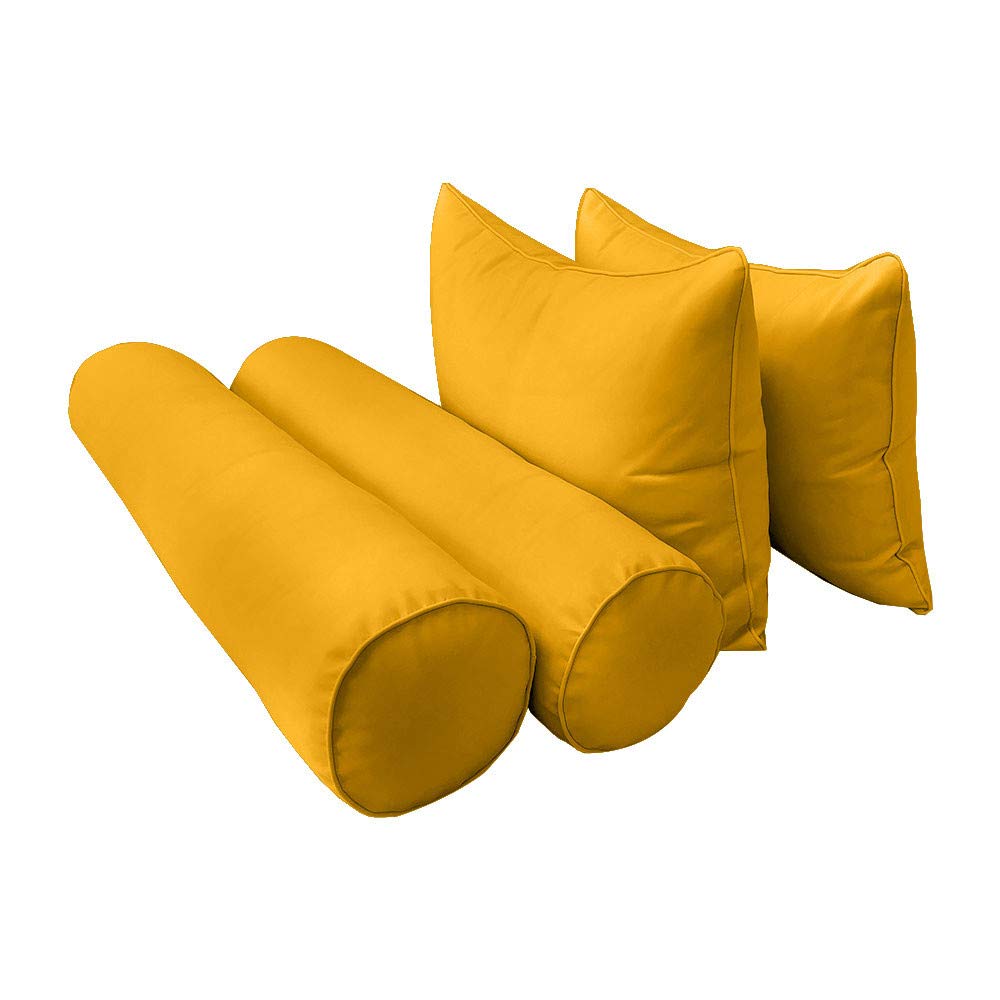 Prolinemax Outdoor Style 4-Piece Daybed Set - Fitted Sheet, Bolster Pillow & Piped Trim Cover | Waterproof & Durable | Perfect for Patio, Sunroom or Poolside Lounging