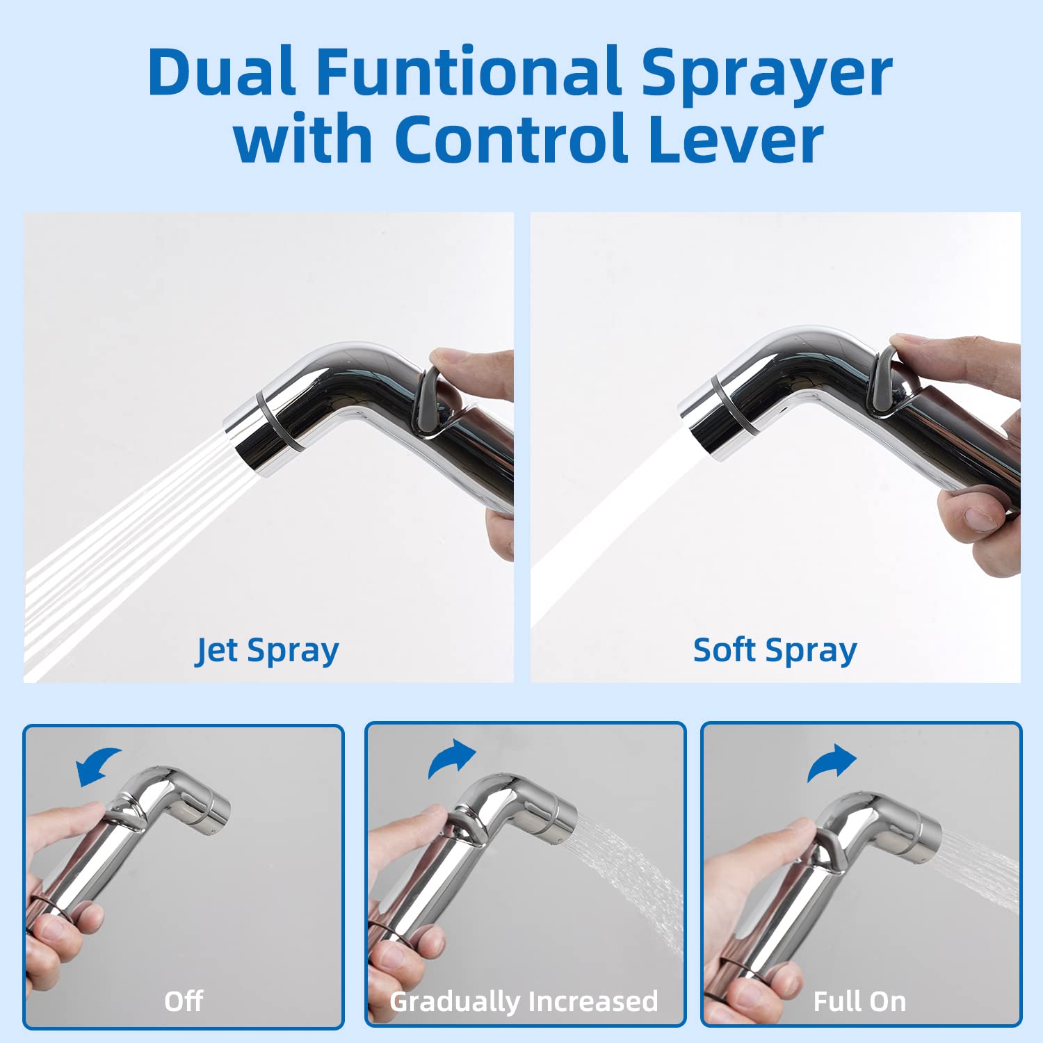 iFealClear Handheld Bidet Sprayer & Sink Faucet Hose Shower Attachment - Dual-Spray Faucet Extension with 8 Adapters for Hair Washing, Pet Rinse, Bathroom Cleaning, Kitchen & Garden Use - Perfect for Bathrooms, Kitchens, Outdoor Washing & Pet Care