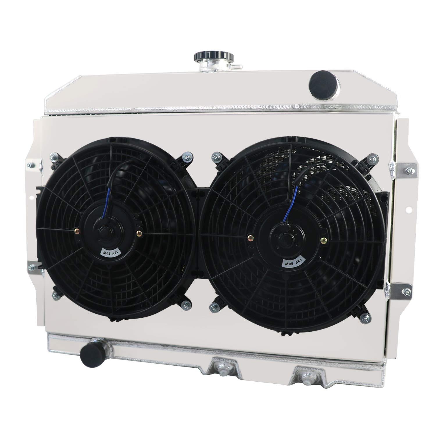 1958-1974 AMC Rambler Javelin AMX SST DPL V8 3 Row Aluminum Radiator with Cooling Fan Shroud - High Performance Cooling Upgrade for Classic Muscle Cars & Hot Rods