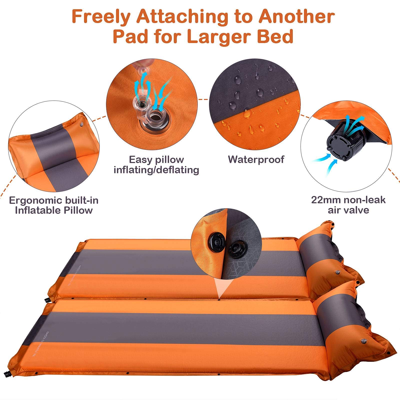 Ultra-Warm & Comfortable Self-Inflating Camping Sleeping Pad - Lightweight Portable Mat for Hiking, Backpacking & Outdoor Adventures - Perfect for Camping, Picnics & Beach Trips