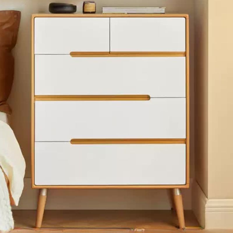 Solid Poplar Wood Chest of Drawers - 5-Drawer Storage Organizer for Bedroom, Living Room & Office | Natural Wood Dresser with Smooth Gliding Drawers
