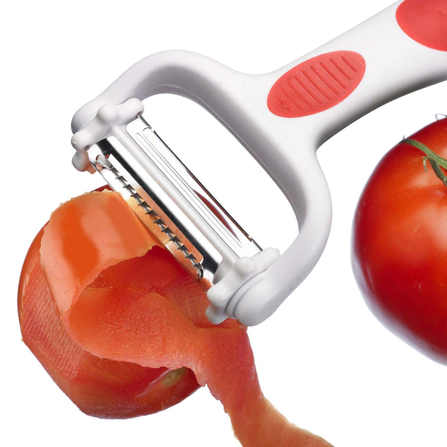 Westmark 3-in-1 Julienne Peeler, Vegetable Peeler & Tomato Slicer - Stainless Steel Multi-Purpose Kitchen Tool for Salad Prep, Garnishing & Healthy Cooking