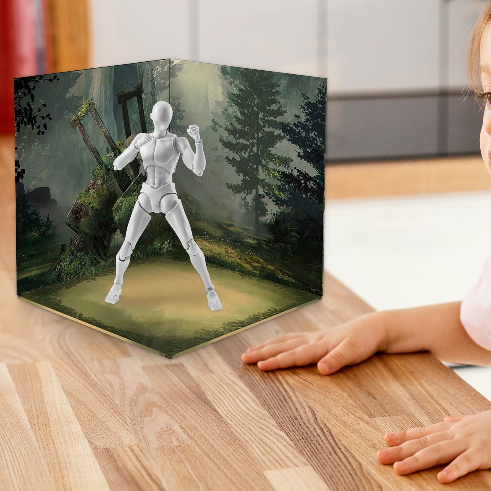 1/12 Scale Action Figure Backdrop Layout - 4-Piece Storage Background Set for Dollhouse, Diorama & Photography Scenes - Perfect for Toy Displays, Model Photography & Collectible Showcases