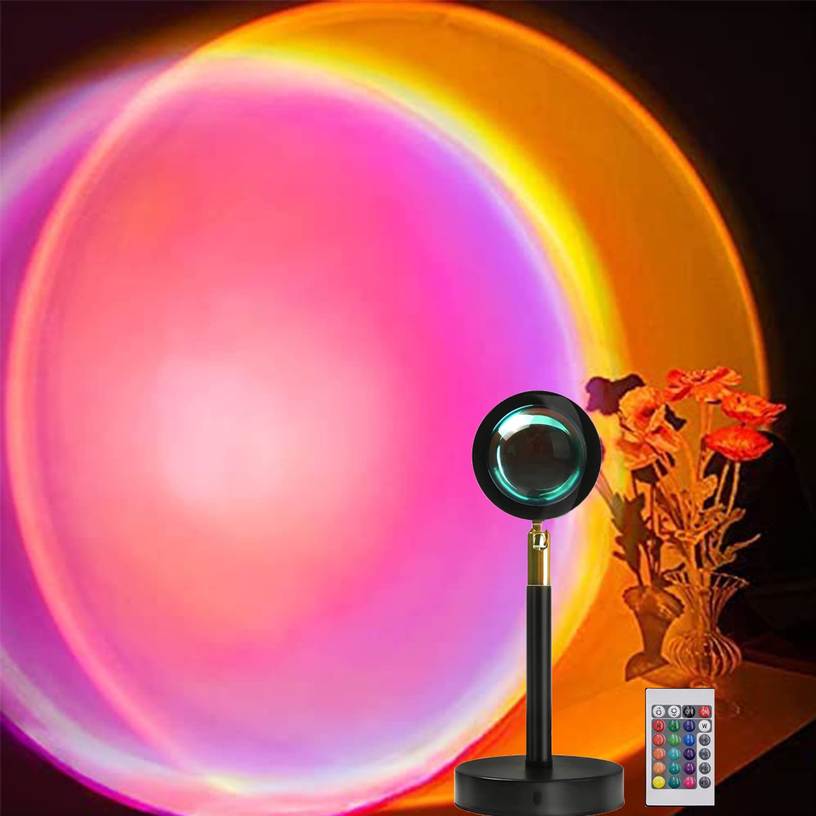 Sunset Projection Lamp with 180° Rotation & USB Charging - Rainbow Night Light for Bedroom, Romantic Atmosphere Lighting for Couples, Adults, Home Decor | Perfect for Date Nights, Photography, Relaxation & Social Media Content