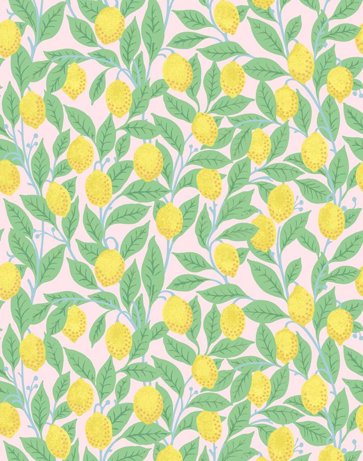 Stylish Pink Lemons Wallpaper by Nathan Turner - Perfect for Kitchen, Bathroom & Nursery Decor