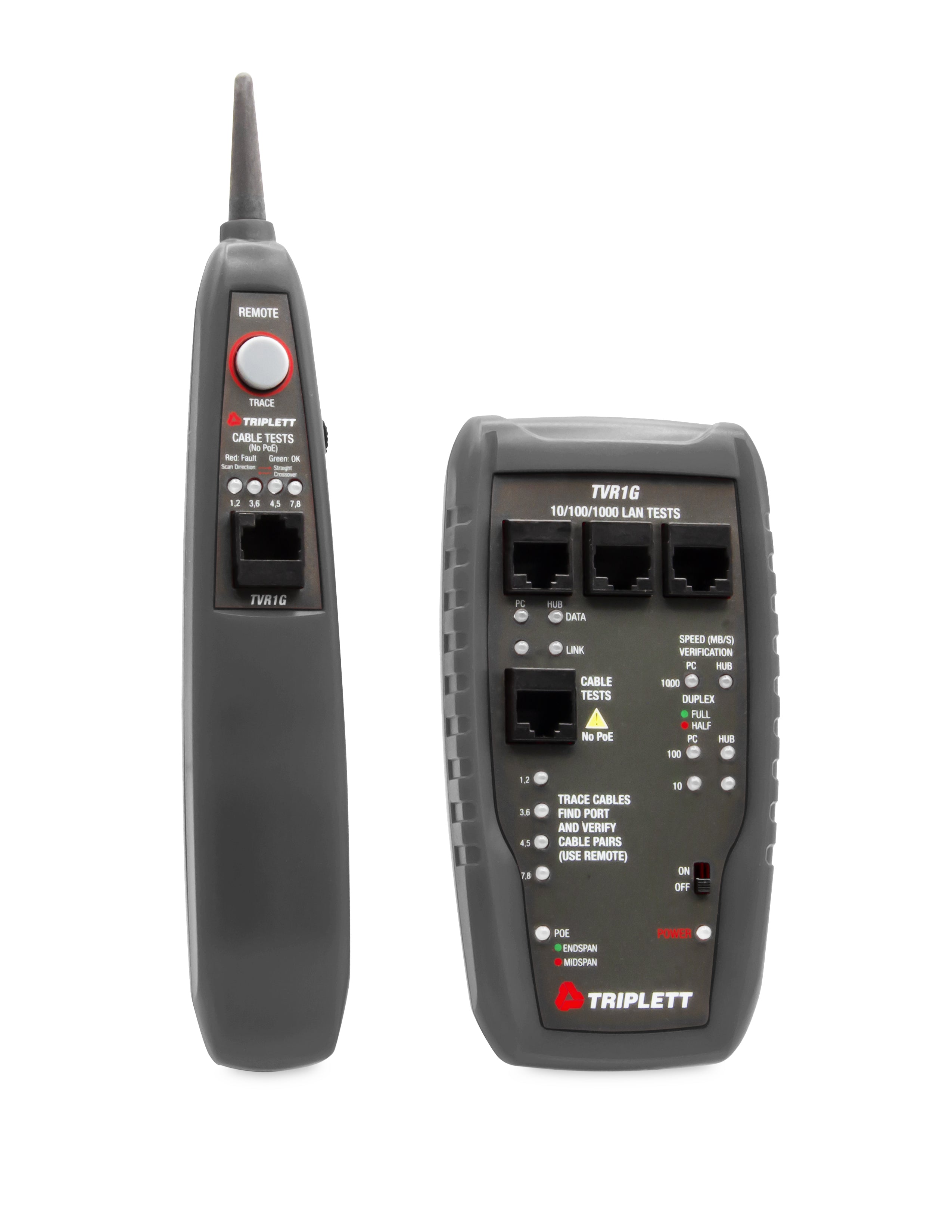 Professional LAN Network Cable Tester for Ethernet RJ45 Cat5 Cat6 - 10/100/1000/1000 Mbps Speed Detection (TVR1G) - Perfect for IT Technicians, Network Installations & Home Office Setup