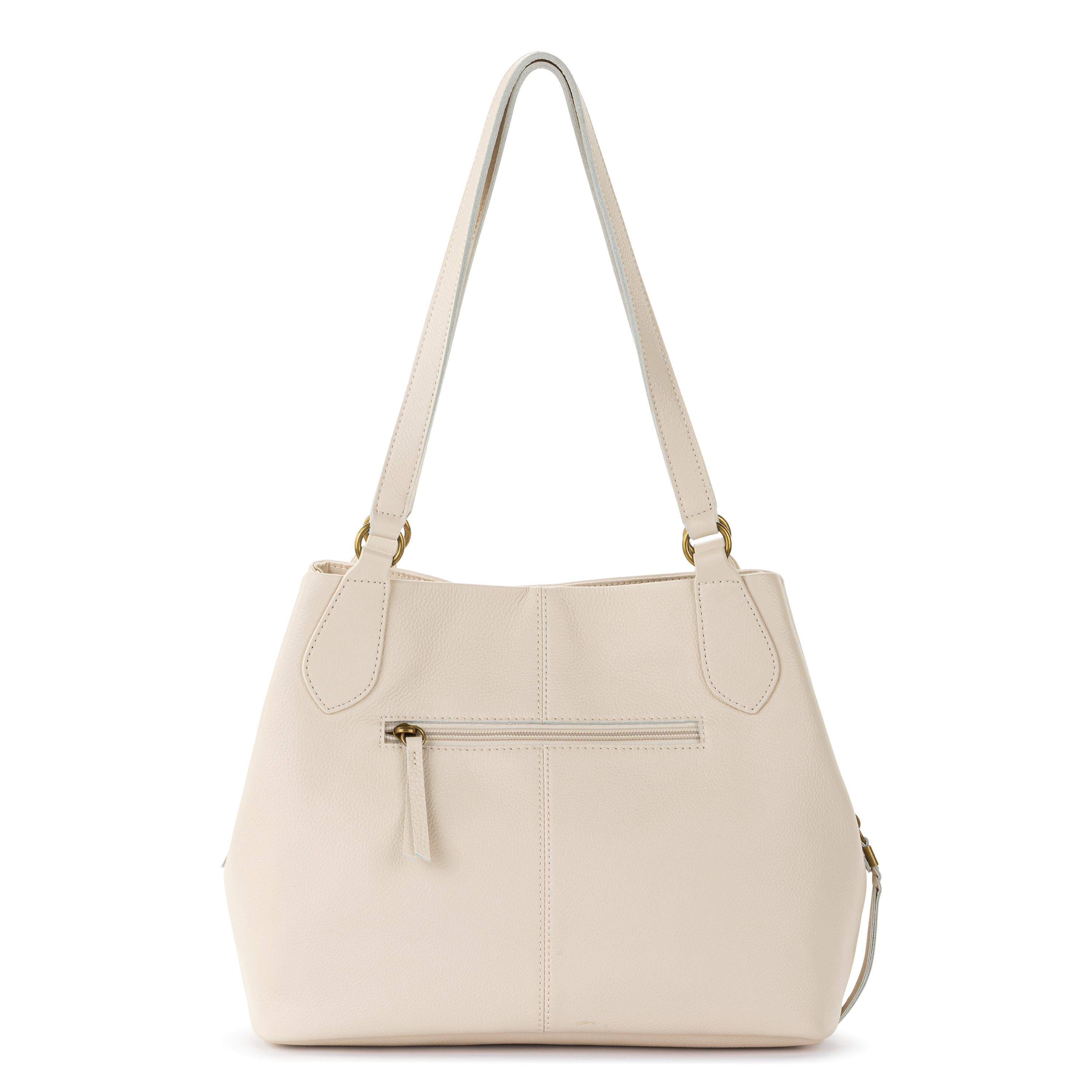Melrose Satchel Genuine Leather Handbag in Stone Neutral - Stylish Crossbody Purse for Women, Perfect for Work, Travel & Everyday Use