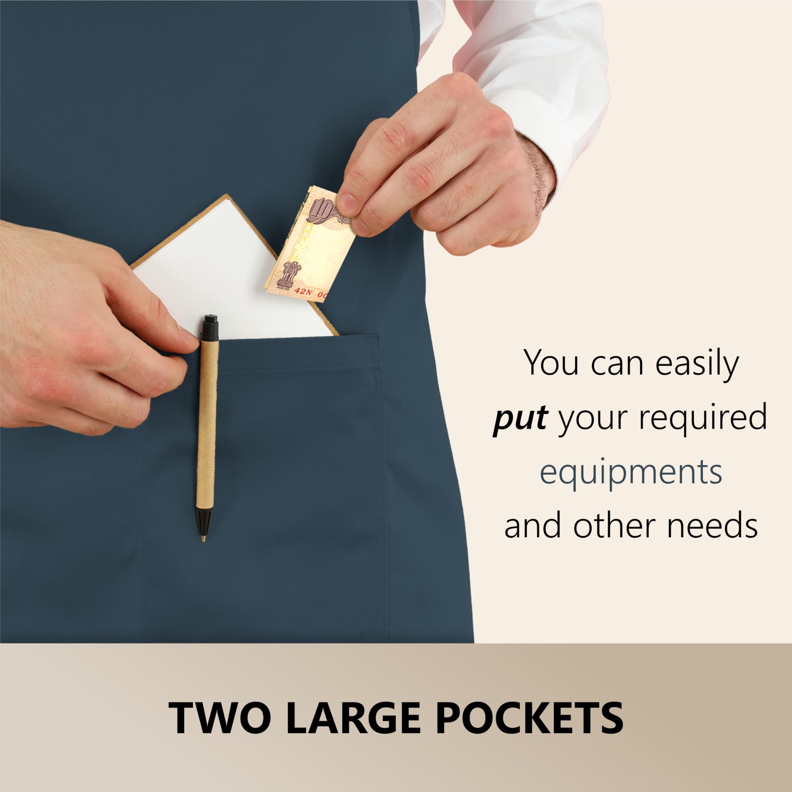 CRASOME Adjustable Apron for Men & Women - Chef Cooking, Restaurant, Gardening, Workshop & Barber Use with 2 Pockets - Perfect for Kitchen, BBQ, Grilling & DIY Projects