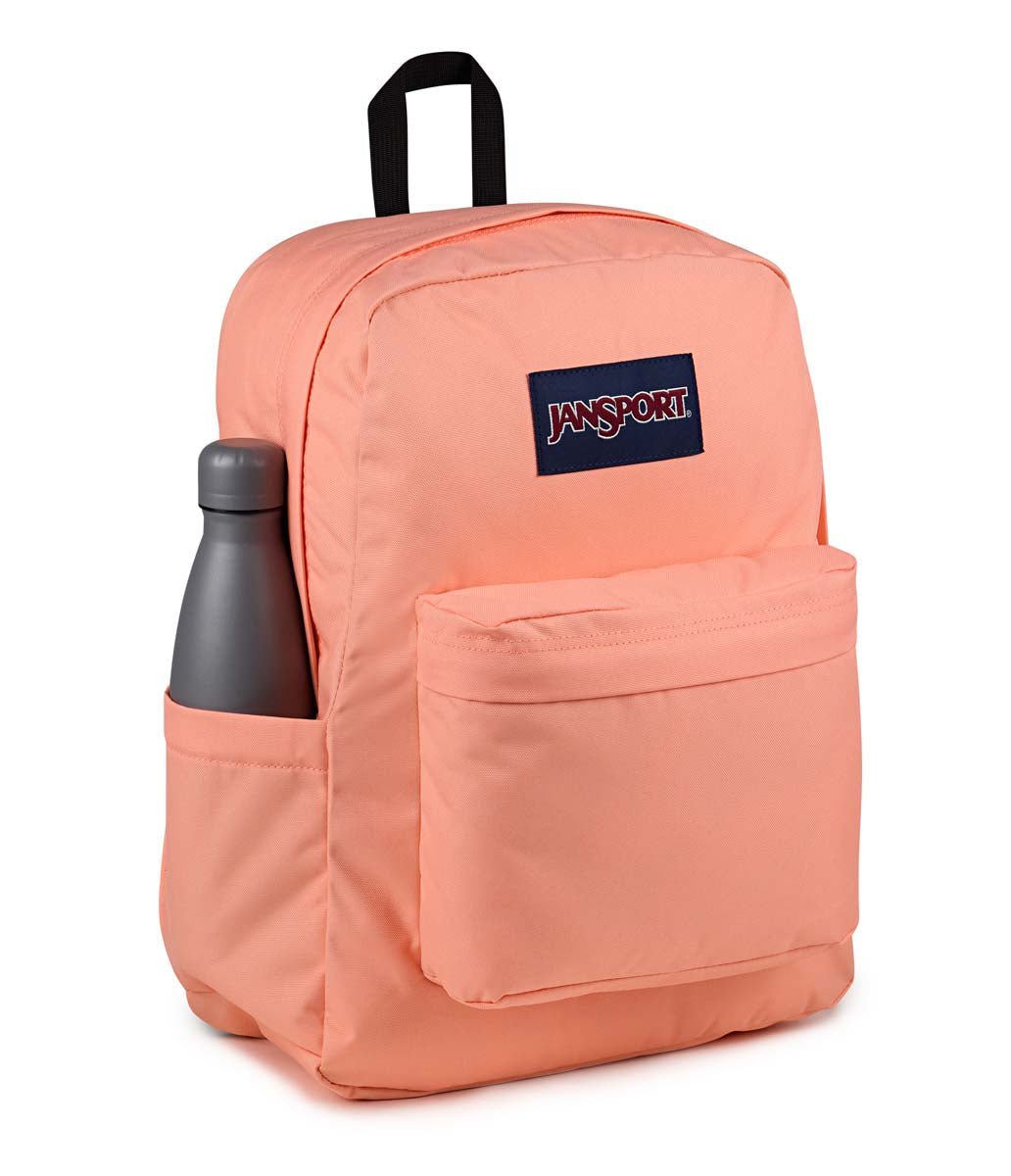 JanSport SuperBreak Plus Backpack - Lightweight Laptop Backpack for School & Travel, Durable Peach Pink Daypack with Front Utility Pocket - Perfect for College Students, Commuters & Outdoor Adventures