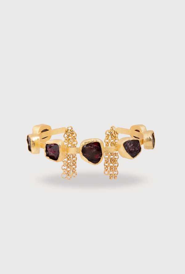Golden Chain Stone Bracelet Cuff - Elegant Boho Jewelry for Women | Handmade Adjustable Cuff Bracelet with Natural Stones | Perfect for Casual Wear, Parties & Gifts
