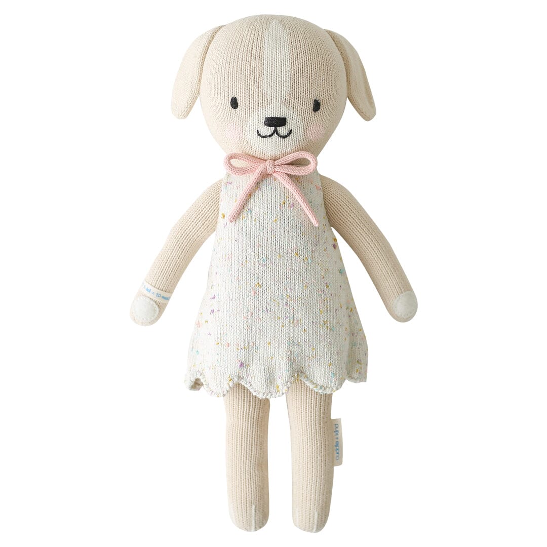 Cuddle + Kind Mia the Dog - Handmade Knit Doll for Kids, Soft Plush Stuffed Animal Toy, Perfect for Cuddling, Gifts, and Nursery Decor | Great for Bedtime, Playtime, and Baby Showers