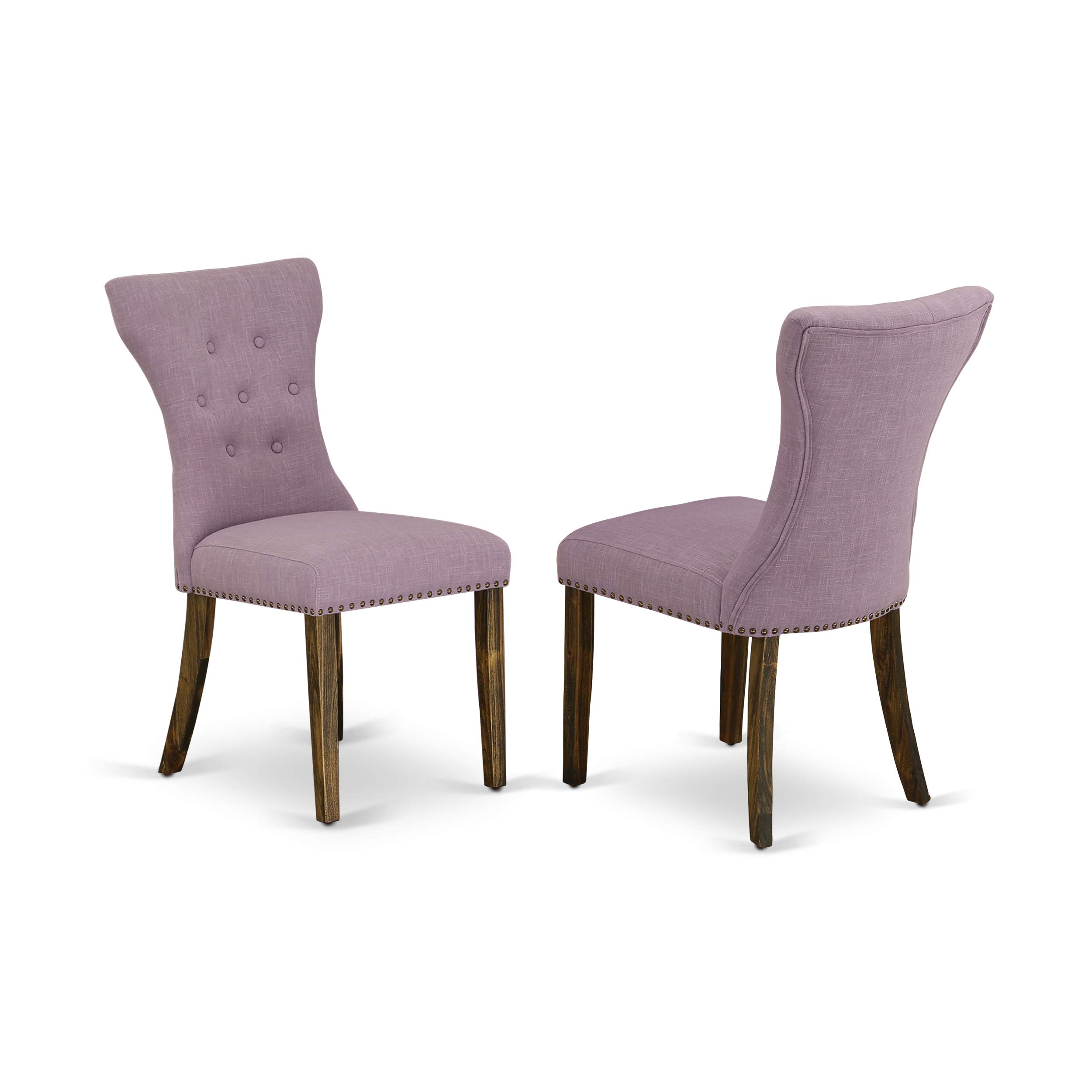 East West Furniture I3GA5-740 5-Piece Round Dining Table Set with Pedestal Base & 4 Dahlia Linen Parsons Chairs, 48