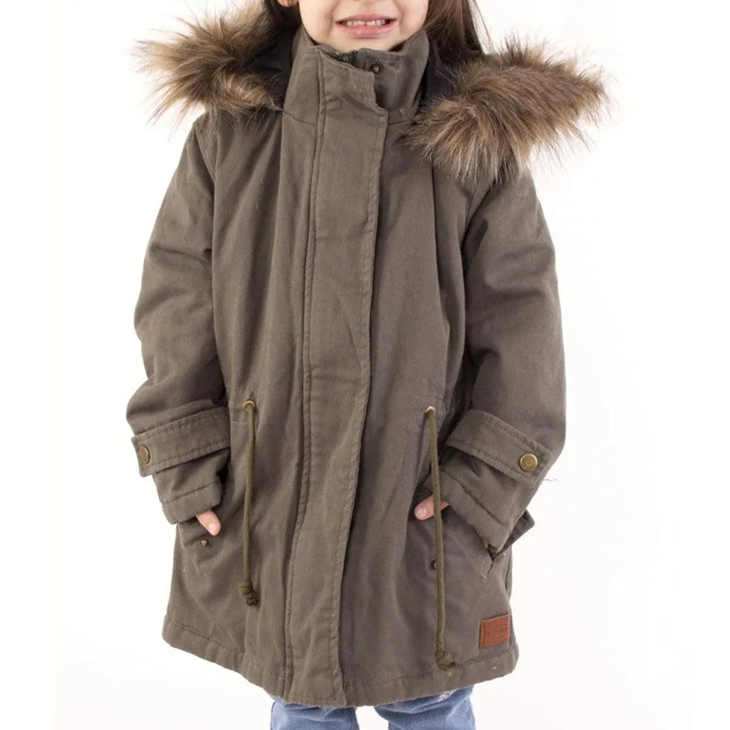 Rip Curl Kids' Green Gabardine Parka Jacket - Waterproof & Windproof Winter Coat for Outdoor Adventures & School