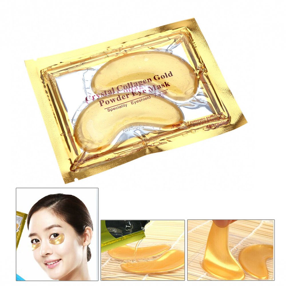 50 Pairs 24K Gold Eye Mask with Collagen & Crystal Gel - Anti-Aging, Moisturizing, Reduces Dark Circles, Puffiness & Wrinkles - Natural Eye Pads for Spa, Night Care & Travel Skincare Routine