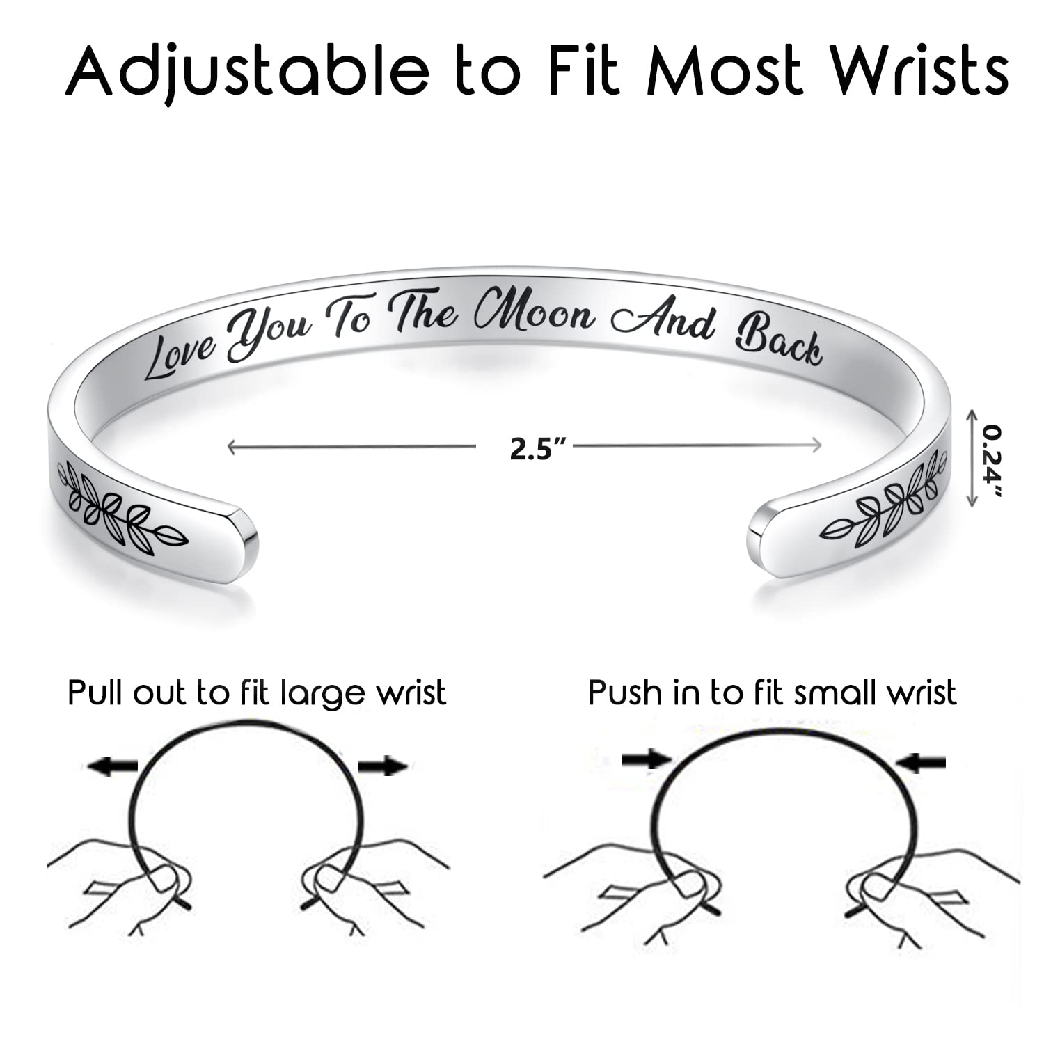 Personalized Cuff Bracelets for Women & Teen Girls - Best Friend, Sister, Mom, Daughter, Granddaughter, Cousin - Custom Jewelry for Birthday, Mother's Day, Christmas, Easter Gifts - Perfect for Everyday Wear, Parties & Special Occasions