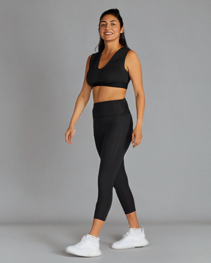 Tommie Copper Women's Lower Back Support Compression Capri Leggings - Flattering Fit, Sweat Wicking & Breathable Workout Leggings for Yoga, Running & Gym
