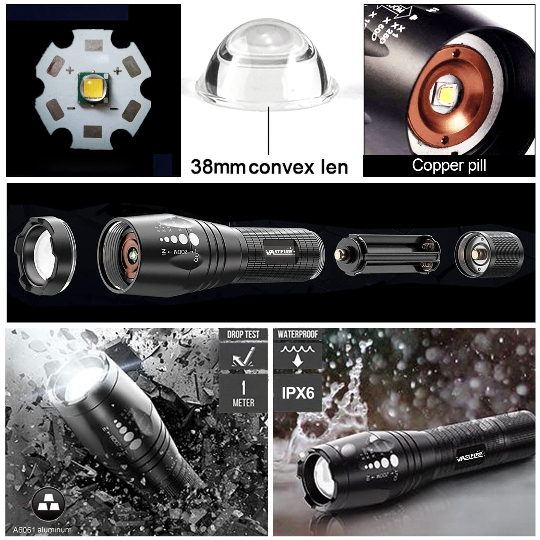 VASTFIRE 350 Yard Green Hunting Light - Zoomable Flashlight for Hog & Predator Hunting with Pressure Switch, Picatinny Rail Mount & 1-30mm Scope Mount - Perfect for Night Hunting, Tactical Missions & Outdoor Adventures (Includes Carrying Case)