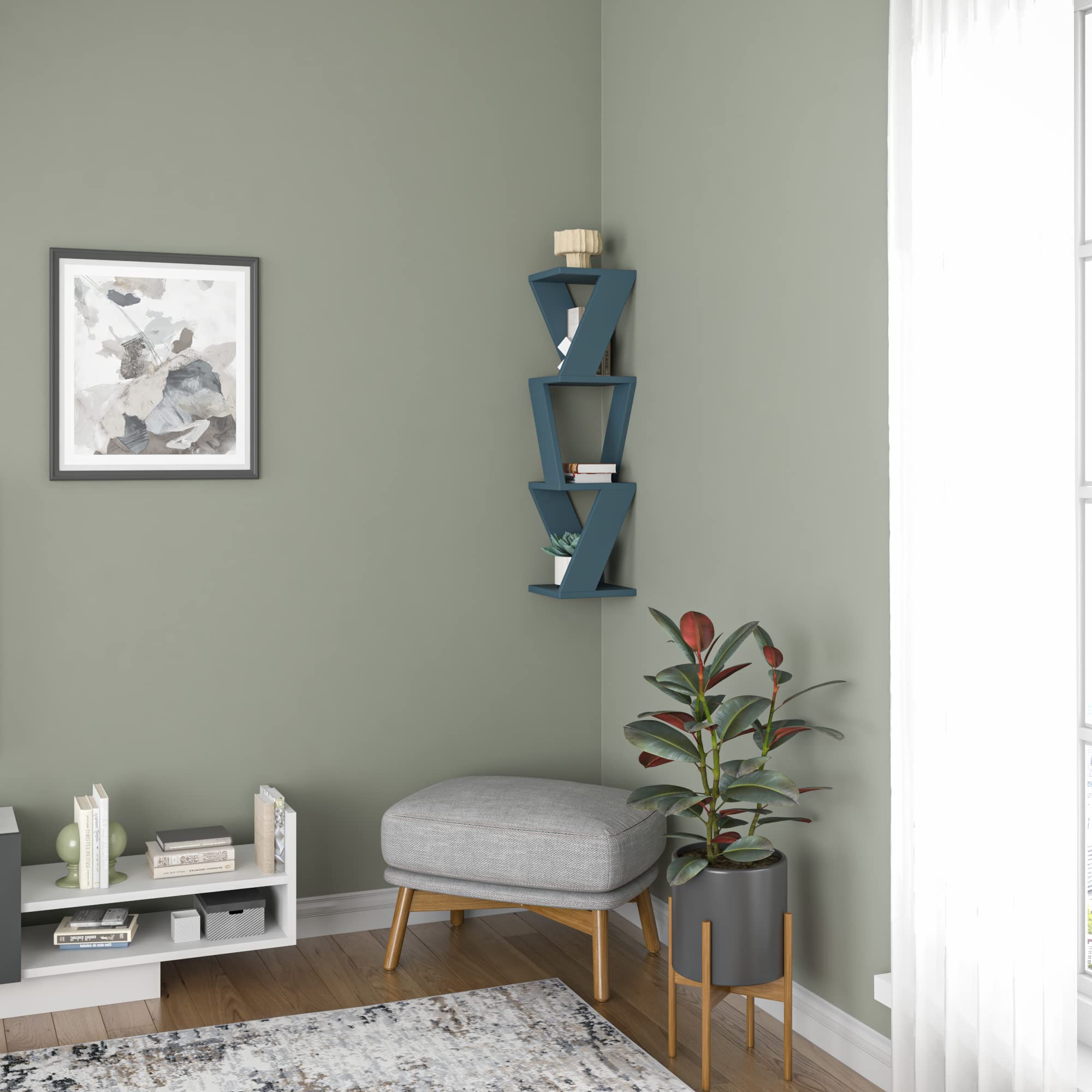 Modern Blue Wall Shelf - 33.46