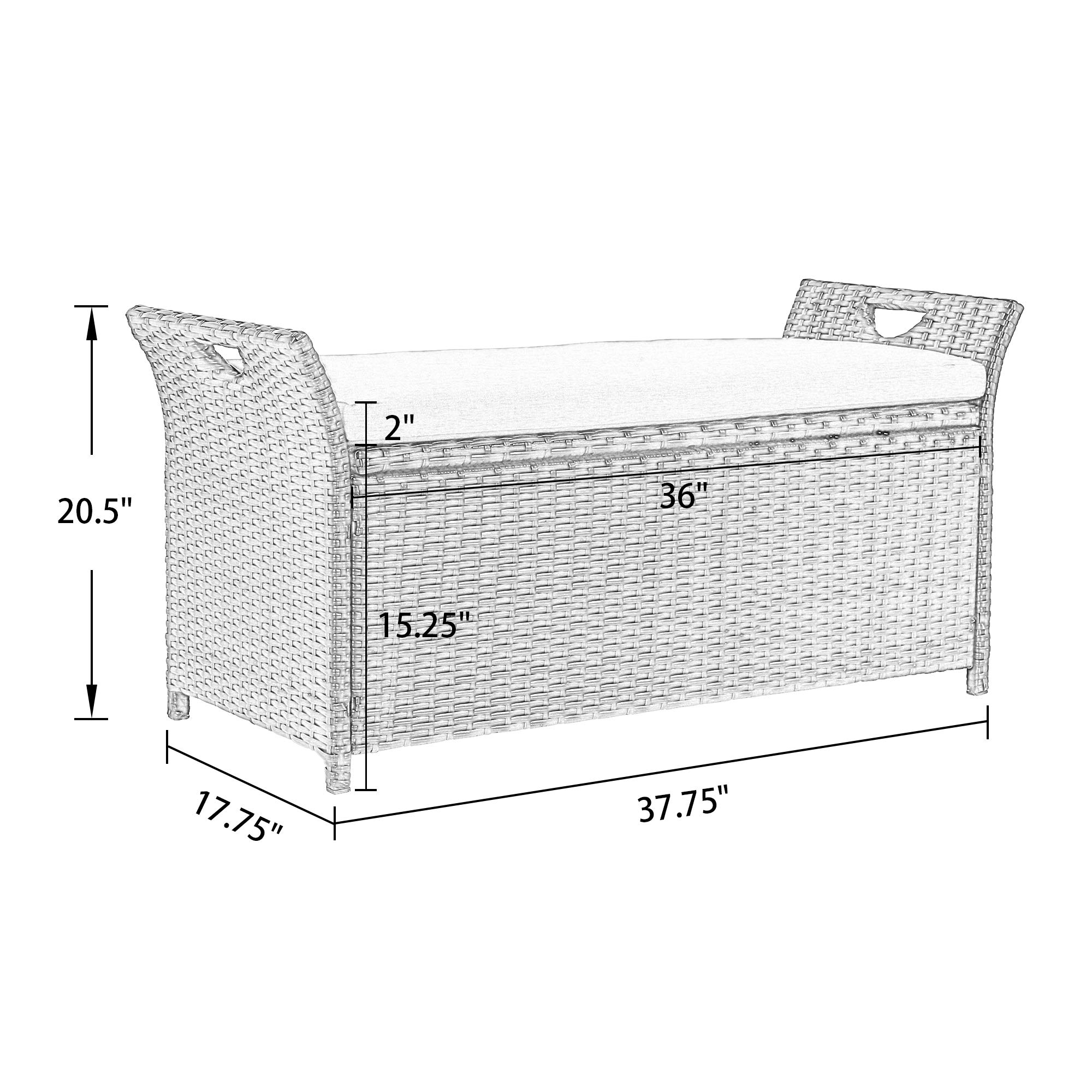 Outdoor Wicker Storage Bench with Cushion - Rattan Deck Box for Patio Furniture, Beige - Perfect for Garden, Poolside & Backyard Organization