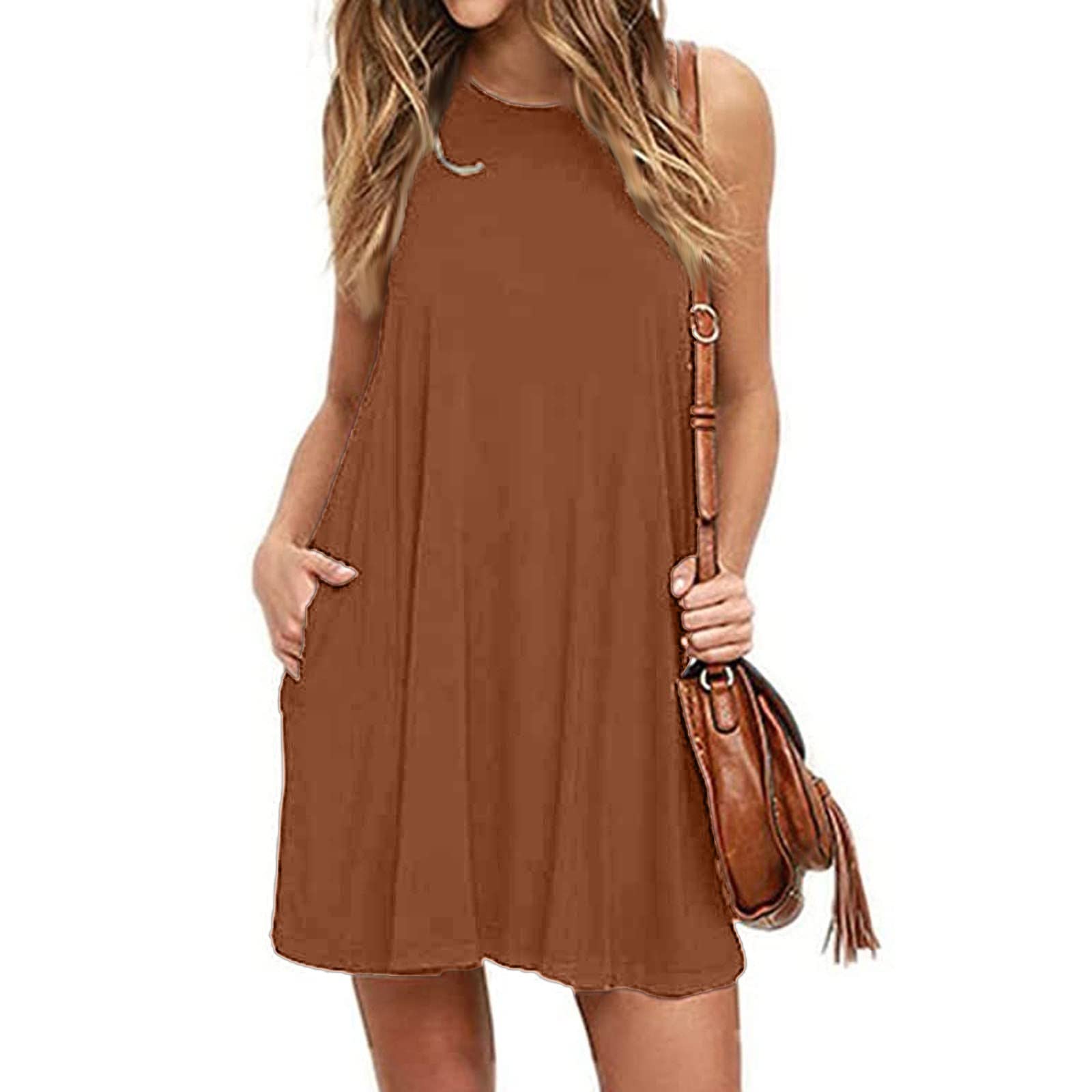 Women's Summer Striped Short Sleeve T-Shirt Dress - Casual Swing A-Line Pocket Dress in Aqua Blue | Perfect for Beach Outings, Weekend Brunch & Summer Vacations