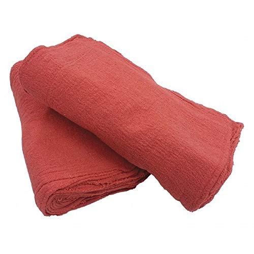 Bulk Red Shop Towels, Pack of 300 - Heavy-Duty Industrial Cleaning Rags for Automotive, Workshop & Home Use