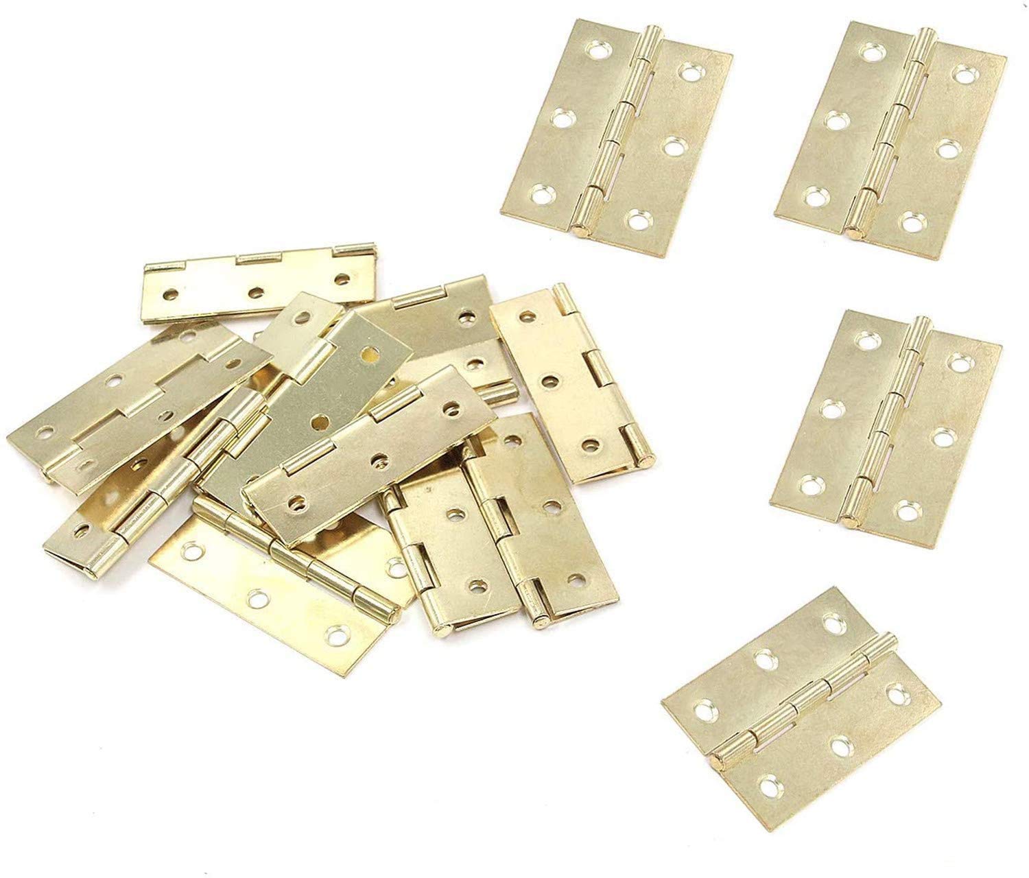 **XMHF 2 Inch Cabinet Hinges - Golden Tone Butt Hinges for Cupboard, Door & Furniture (12PCS) - Heavy Duty & Smooth Folding - Perfect for Home, Office & DIY Projects**