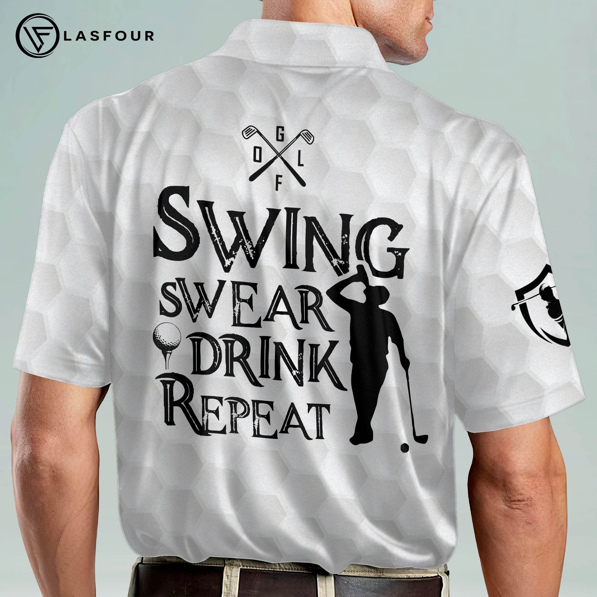 LASFOUR Patriotic American Flag Golf Shirts for Men - Funny Short Sleeve Polo Shirts for Dad & Grandpa - Perfect for Golf Outings, 4th of July Celebrations & Father's Day Gifts