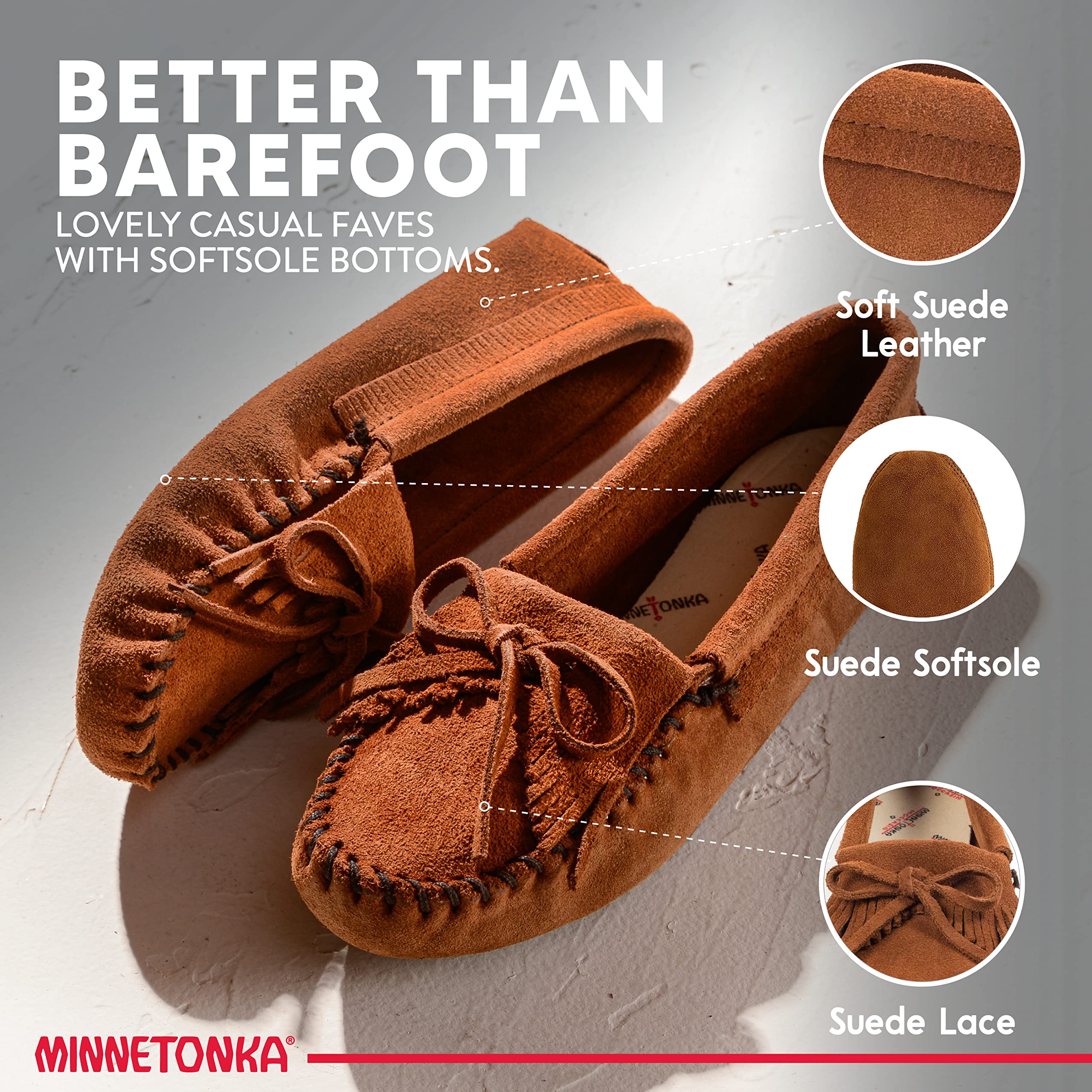 Minnetonka Women's Kilty Soft Leather Sole Moccasin Shoes - Comfortable Slip-On Loafers for Casual Wear, Office & Outdoor Activities