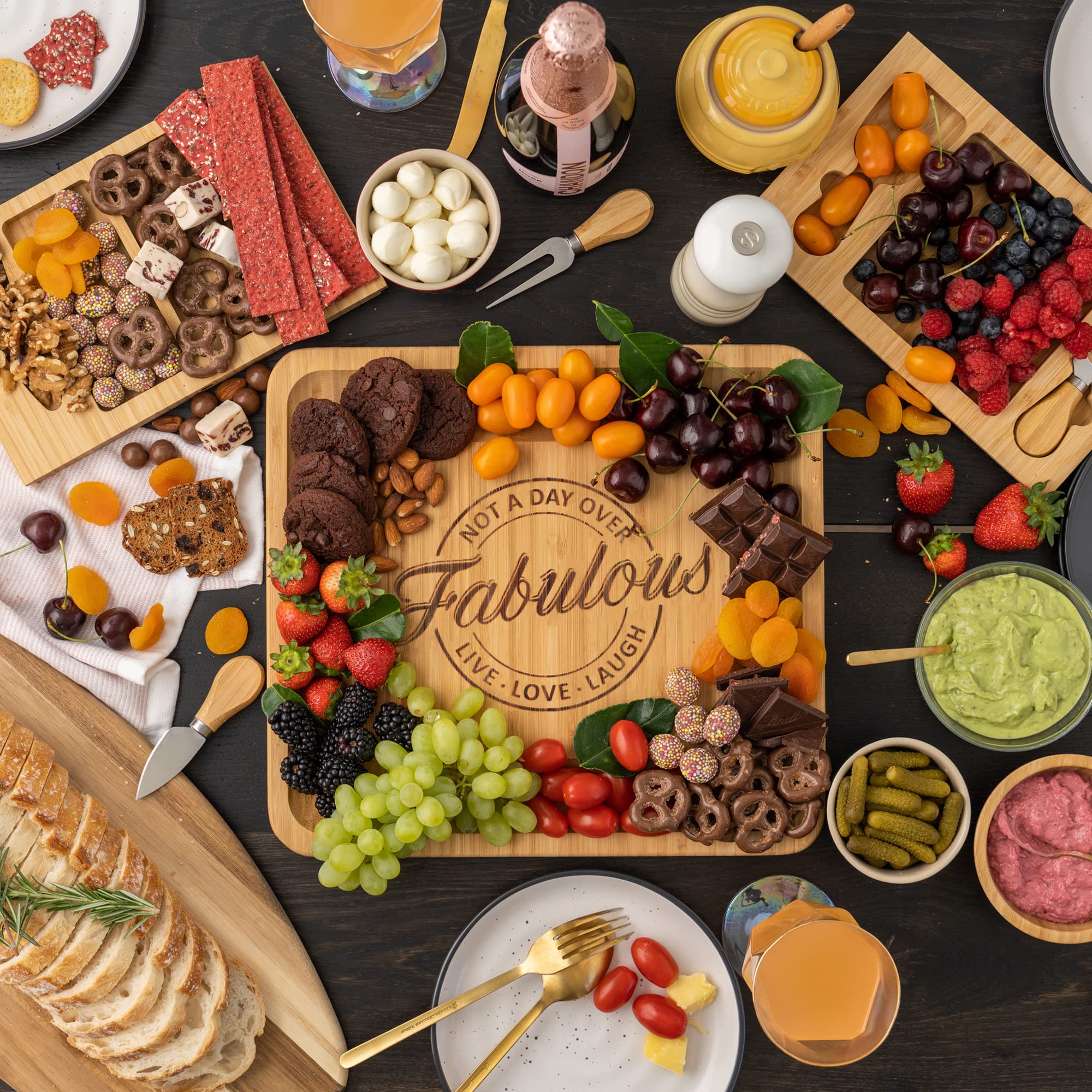 Best Birthday Gifts for Women - Unique Present Ideas for Girlfriend, Best Friend & Sister | Premium Charcuterie Cheese Board Set with 4 Stainless Steel Knives | Perfect for Wine Nights, Housewarming Parties & Anniversary Celebrations
