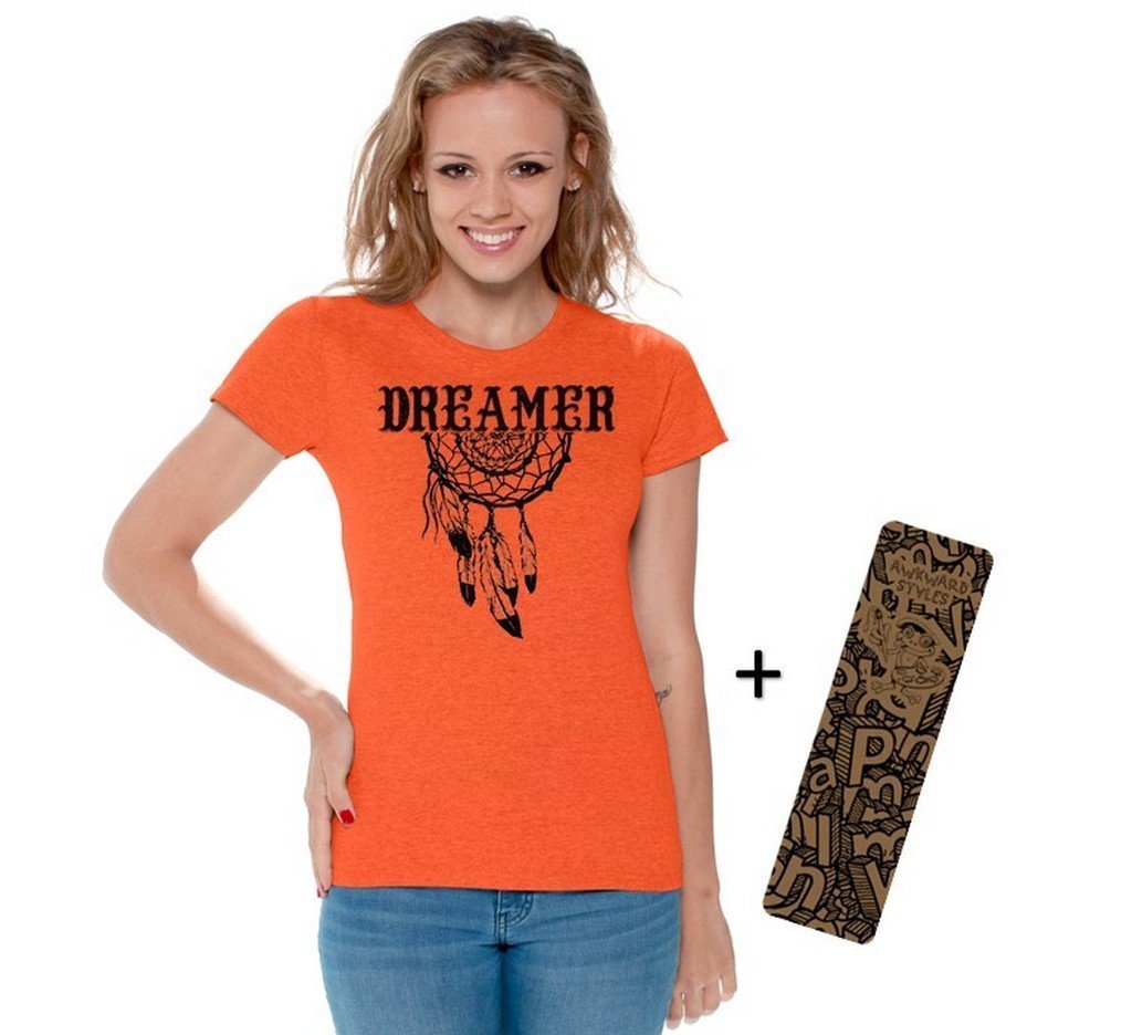Awkwardstyles Women's Dream Catcher Graphic T-Shirt - Soft Cotton American Apparel with Free Bookmark - Perfect for Casual Wear, Music Festivals & Boho Style Outfits