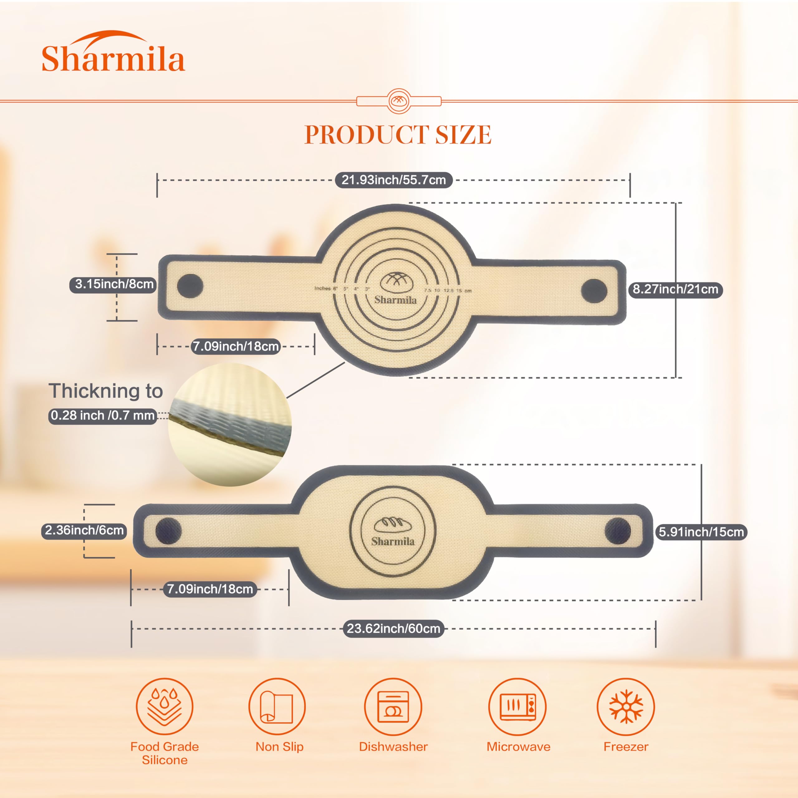 Non-Stick Silicone Bread Sling for Dutch Oven - Heat Resistant Oval & Round Loaf Lifter with Long Handles (2Pcs) - Perfect for Sourdough, Artisan Bread Baking & Easy Dough Transfer
