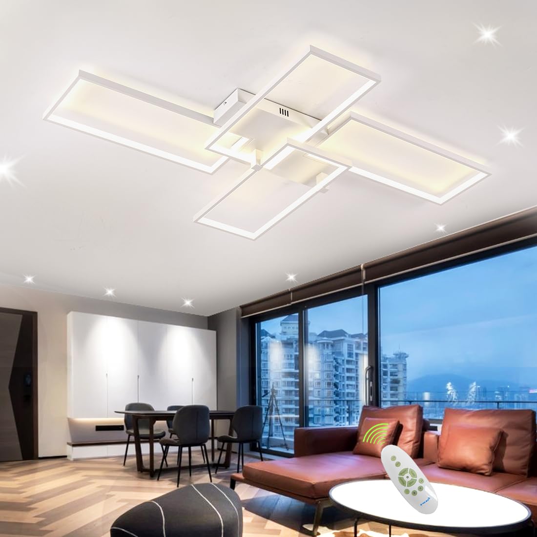 Guang Shuo LED Ceiling Light - Dimmable Modern LED Light Fixture with Remote Control for Living Room, Bedroom & Dining Room | Energy-Efficient Home Lighting Solution for Indoor Spaces