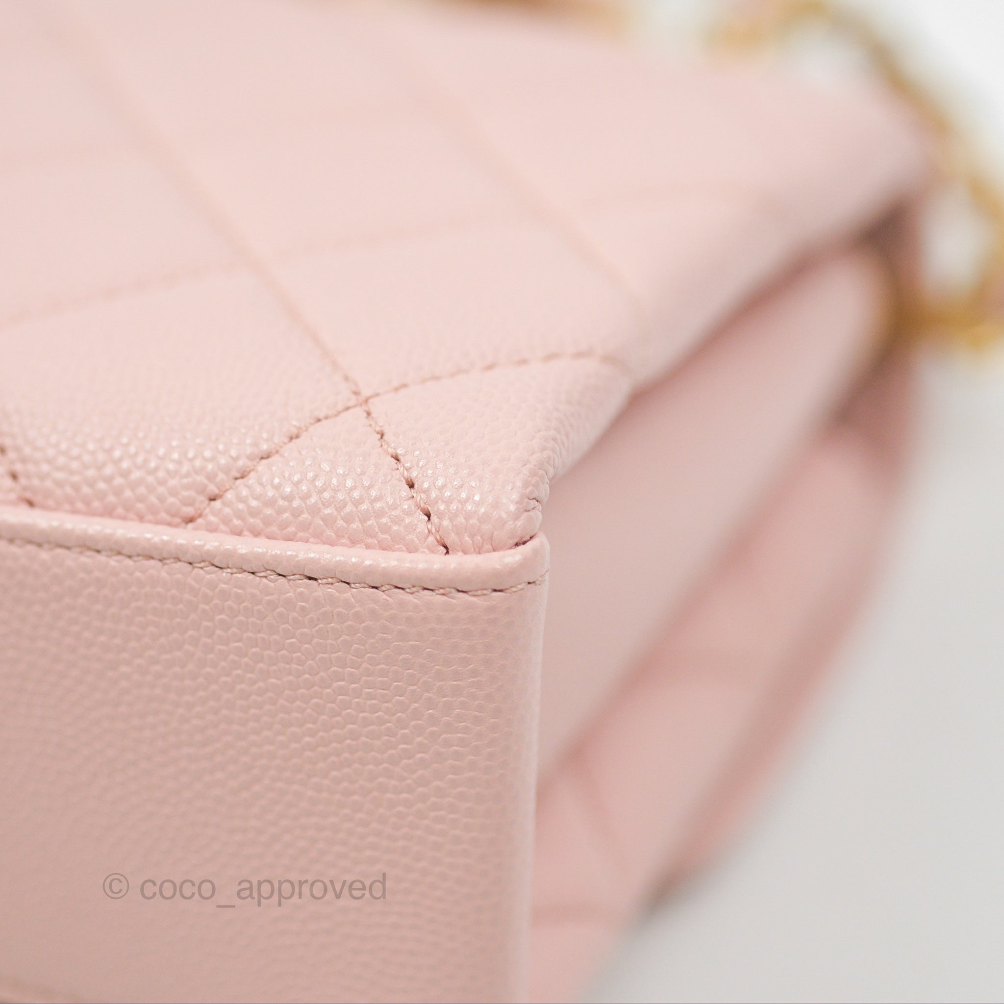 Chanel Carry Me Top Handle Flap Bag Pink Caviar Leather with Aged Gold Hardware - Perfect for Date Night & Special Occasions