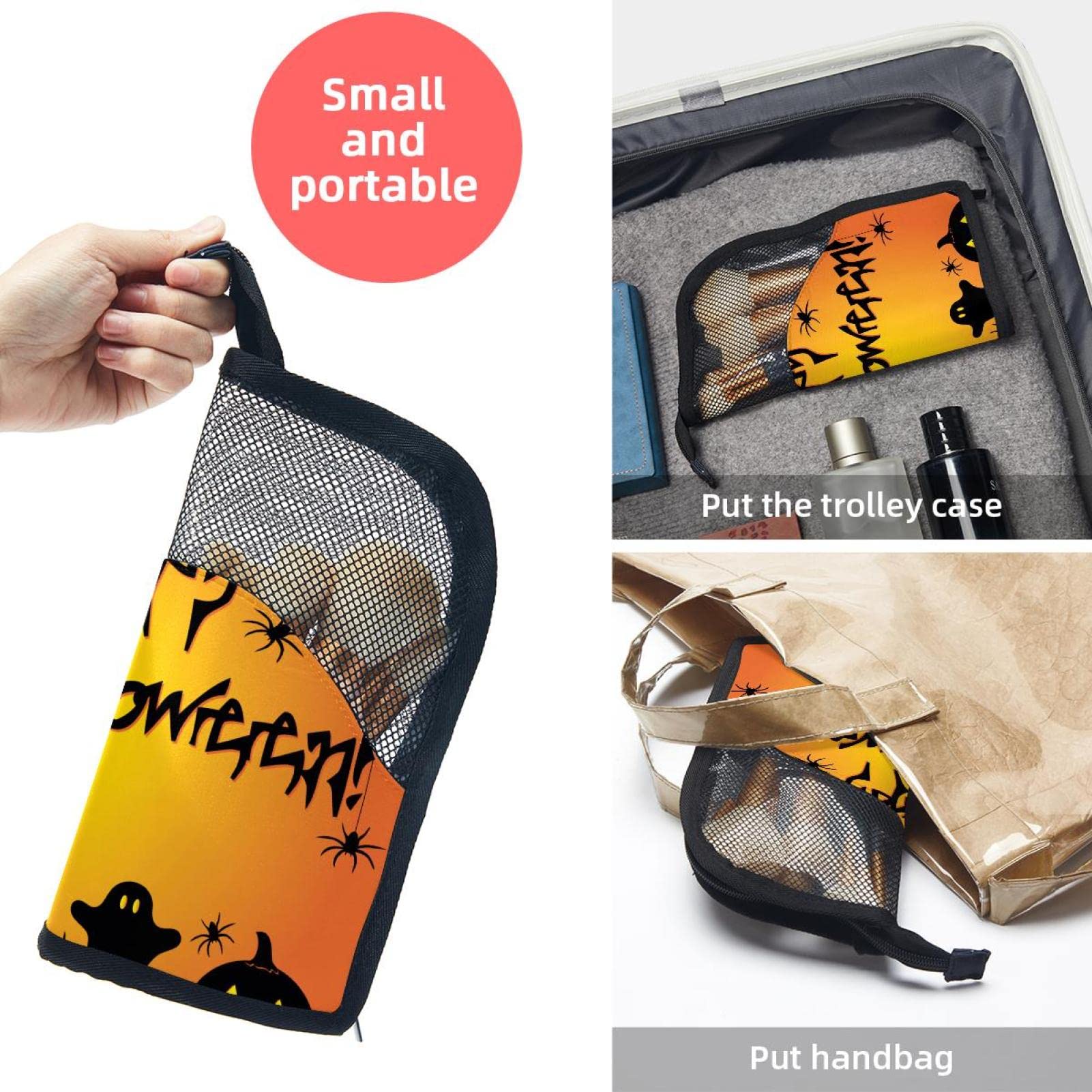 12-Piece Makeup Brush Organizer Bag with Portable Holder Case - Perfect for Halloween Pumpkin Makeup & Travel Storage