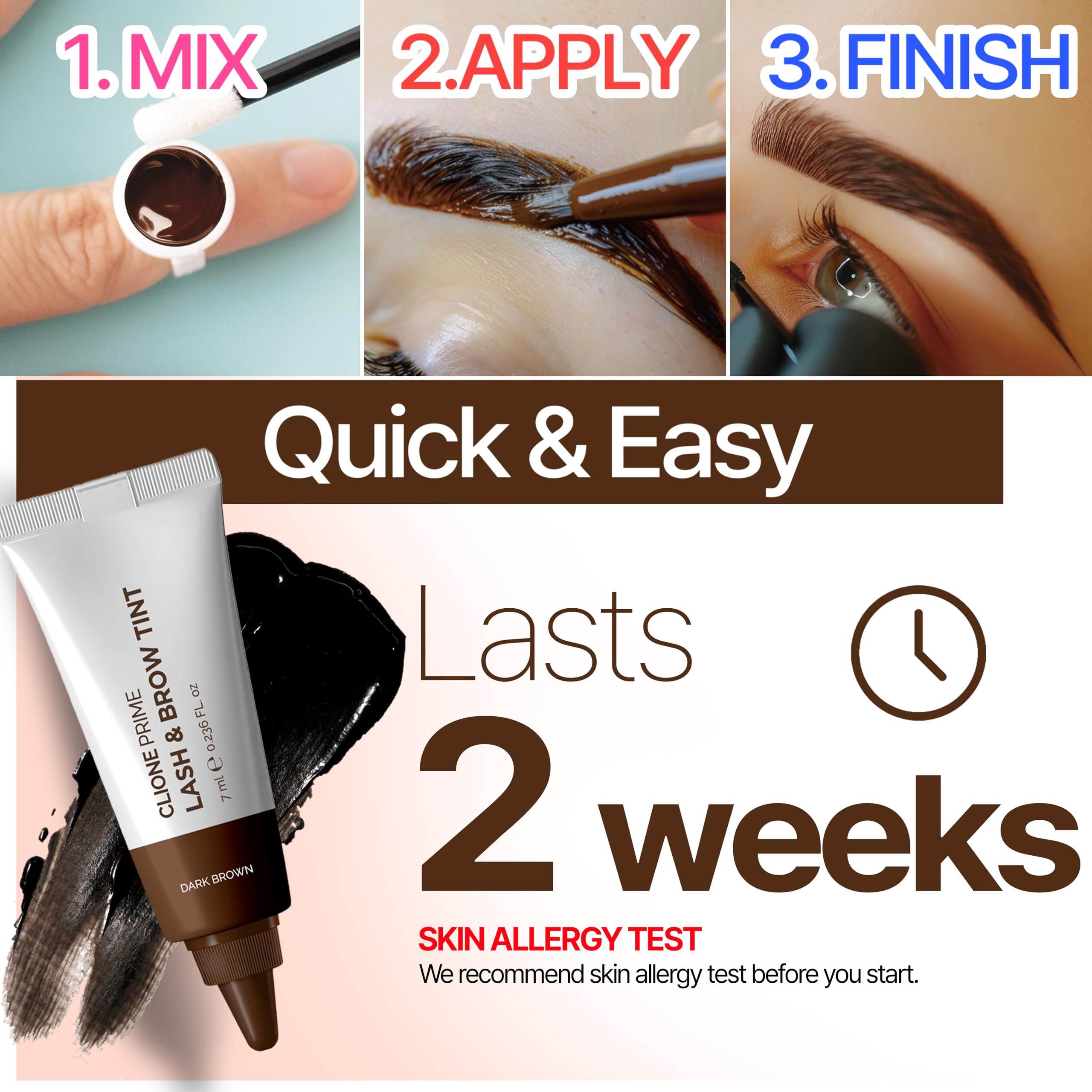 Korean Lash & Brow Tint Kit - Natural Brown Eyelash & Eyebrow Dye for Women | At-Home Salon Quality, Long-Lasting Results for Perfect Eyebrow Shaping & Lash Enhancement
